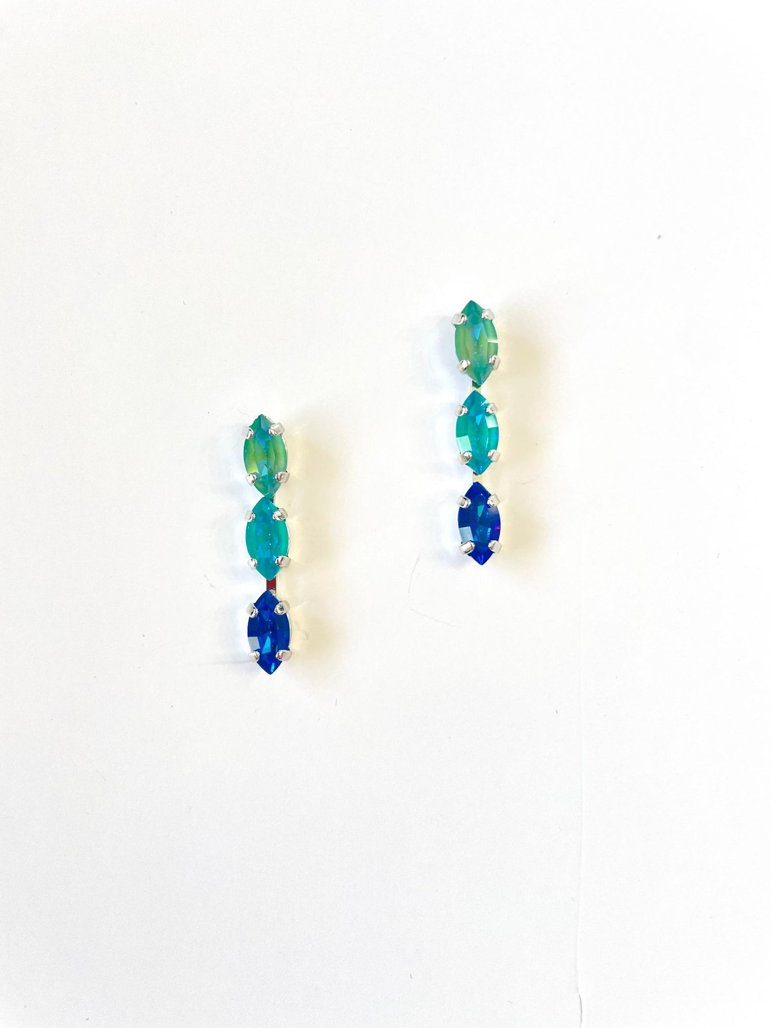 Triple Navette Earrings in Ocean Hues