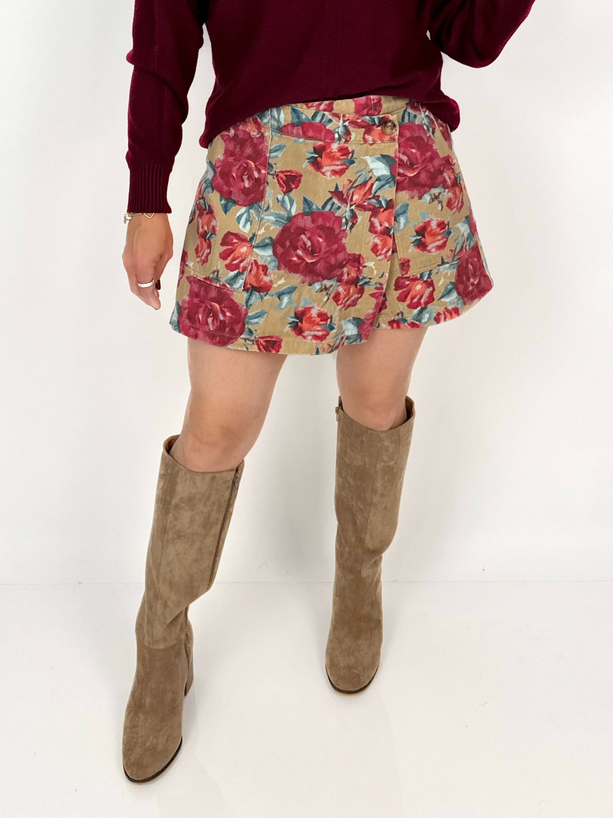 Floral Delight Denim Wrap Skort {S-L}