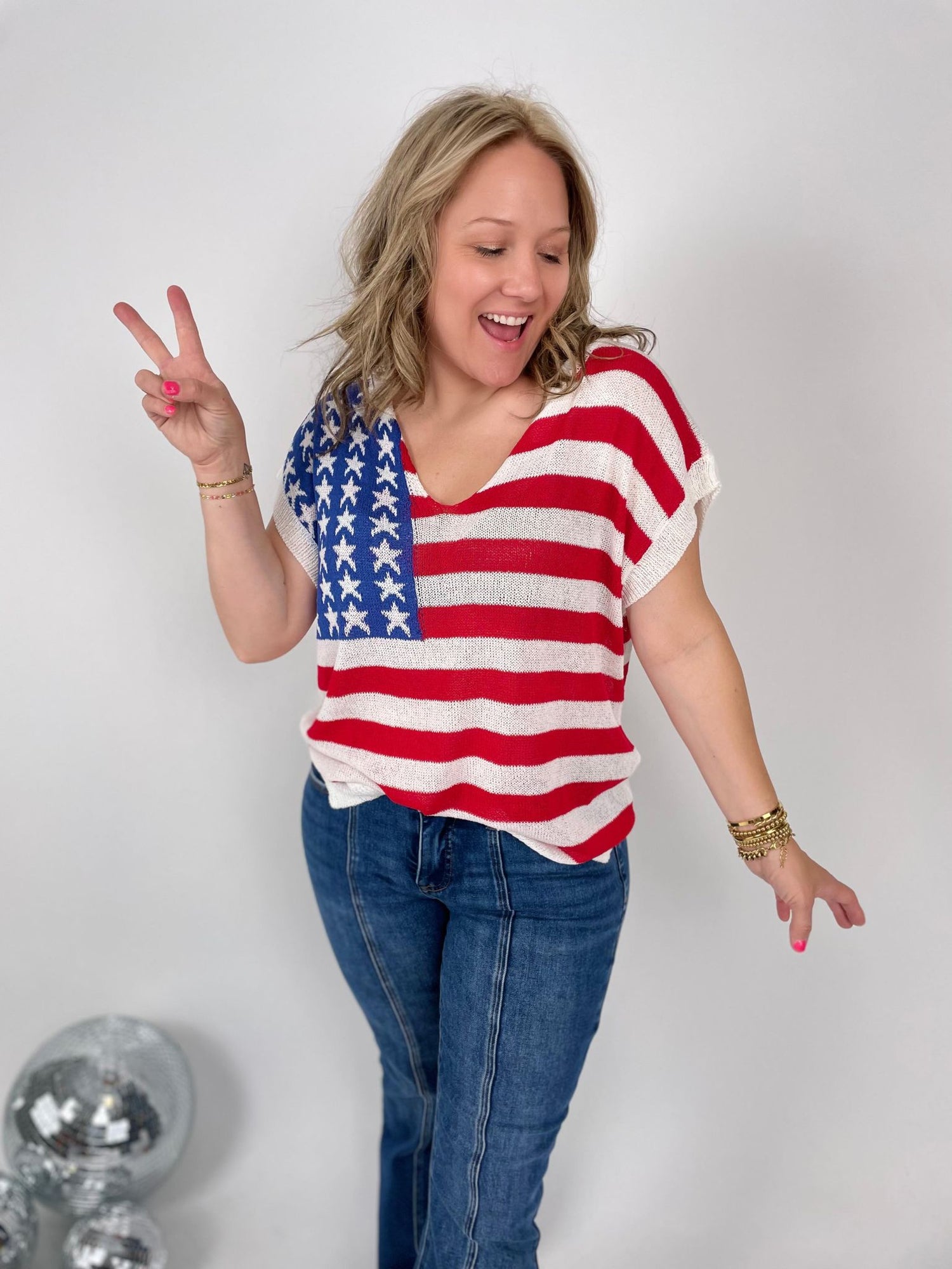 Flag Flair Sleeveless Knit Top