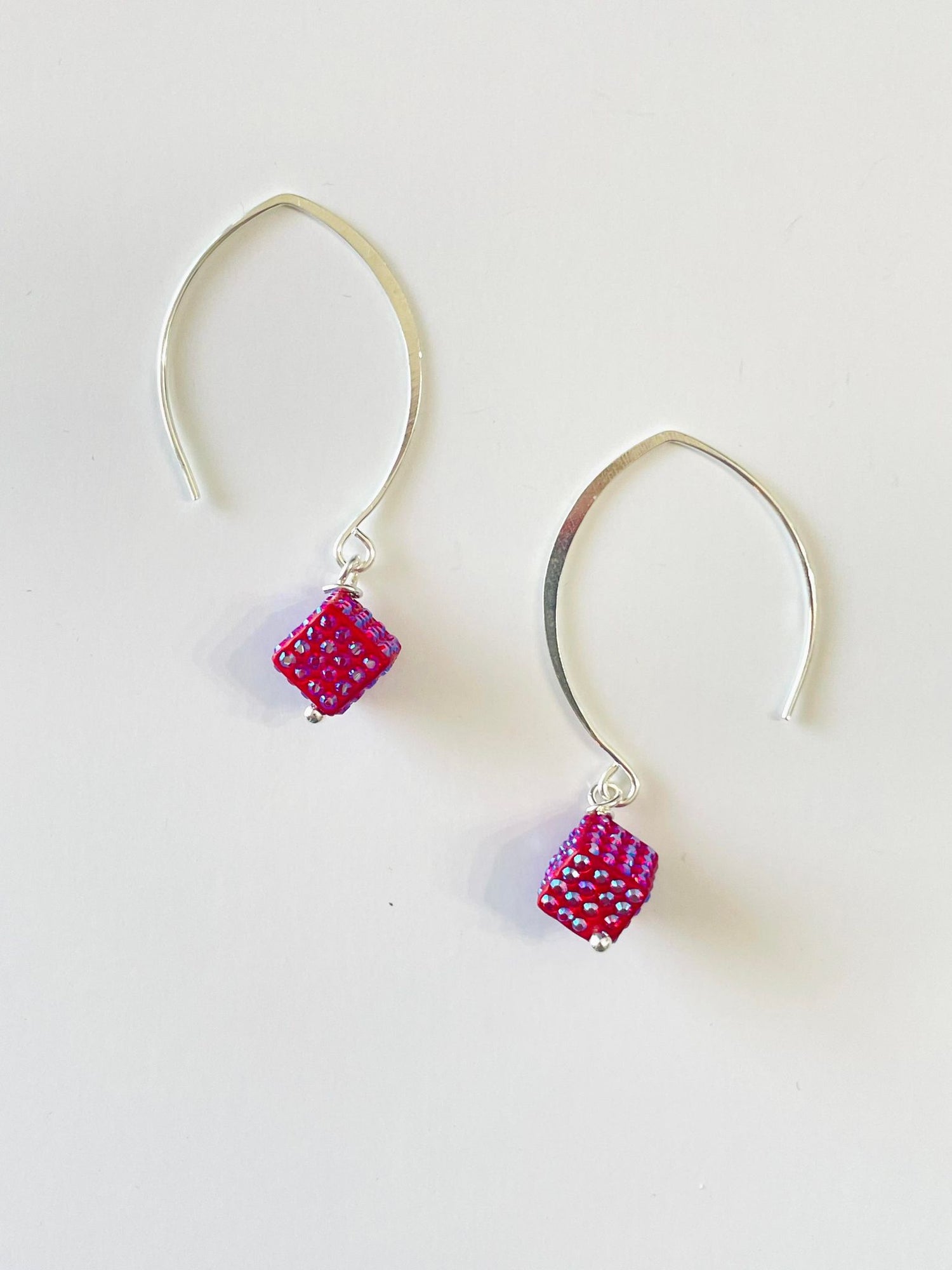 Diamond Dice Drop Earrings in Light Siam Shimmer - KaraMarie