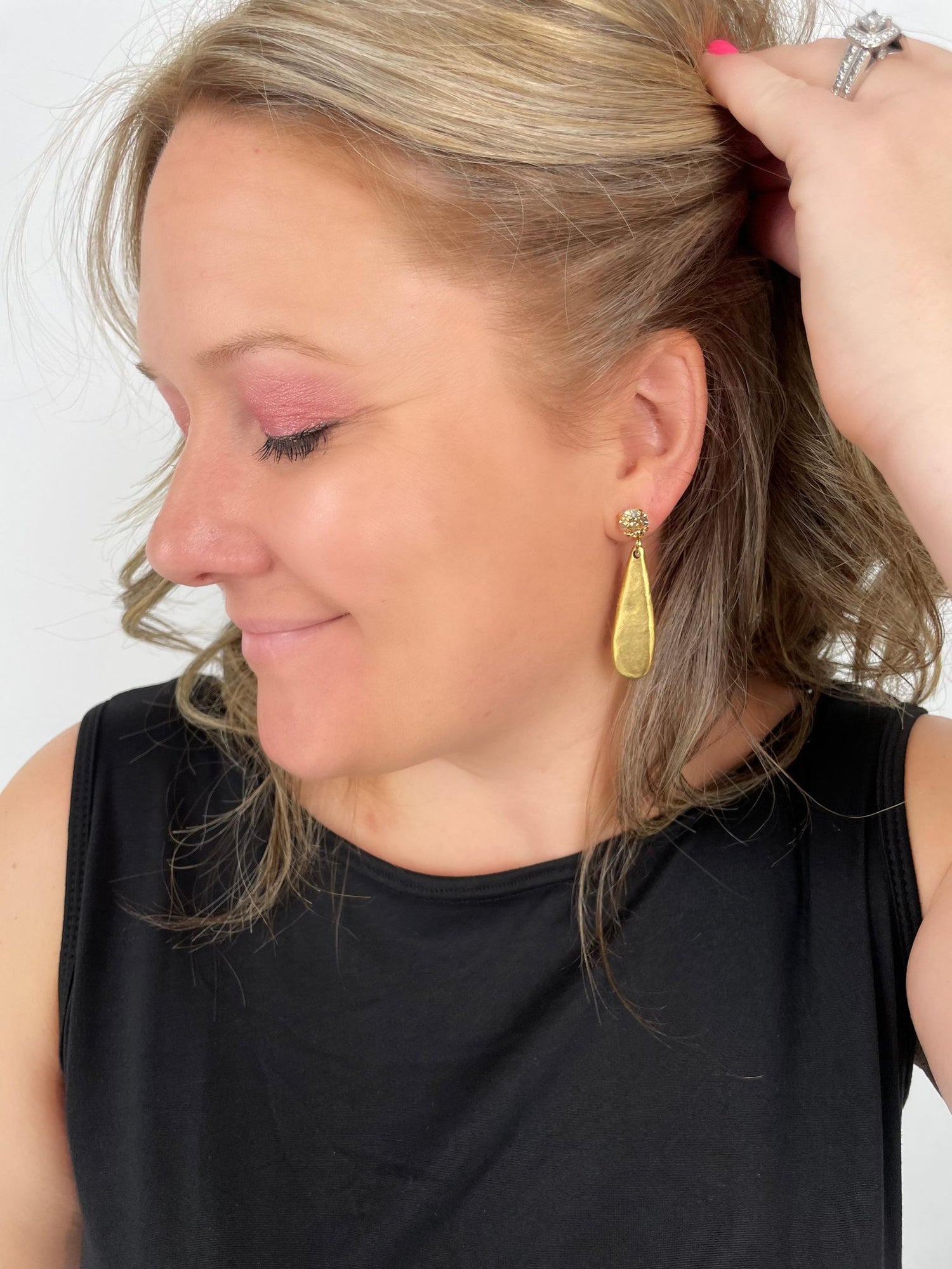Melted Gold Teardrop Earrings