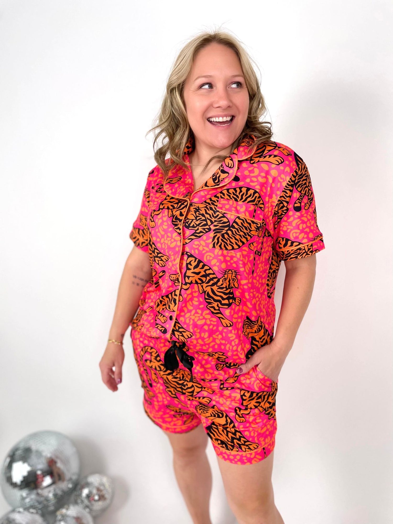 Pajama Set - Button Down & Shorts - Wild Fun