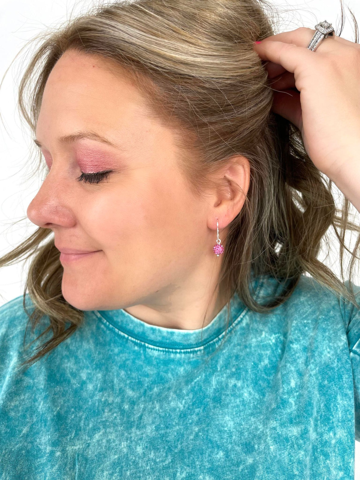 Pave Ball Earrings in Rose - KaraMarie