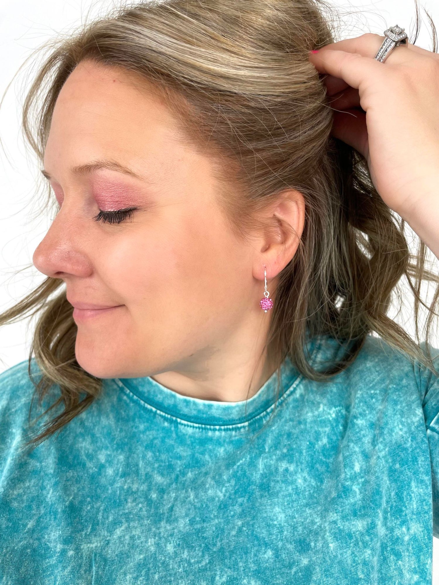 Pave Ball Earrings in Rose - KaraMarie