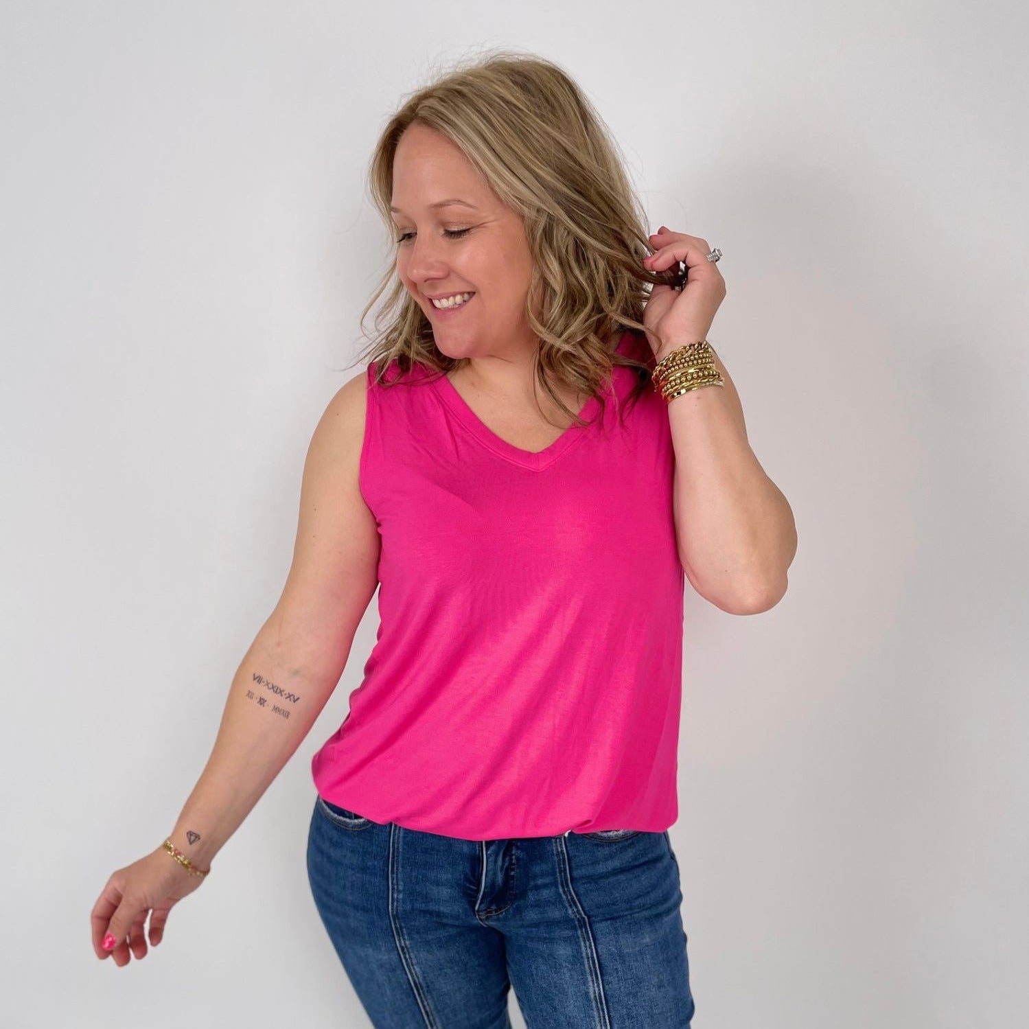 Make It Easy Sleeveless Top In Fuchsia