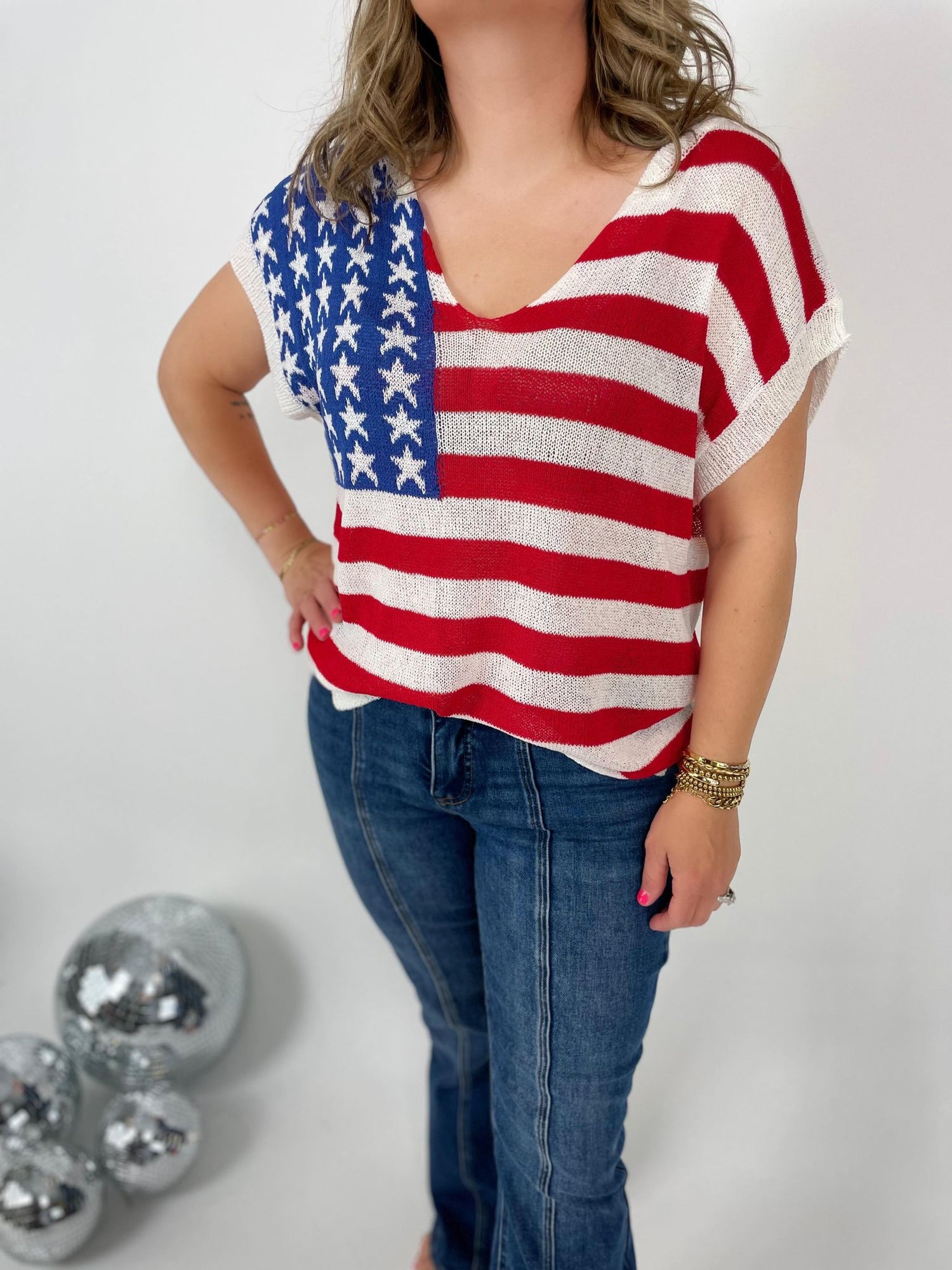 Flag Flair Sleeveless Knit Top