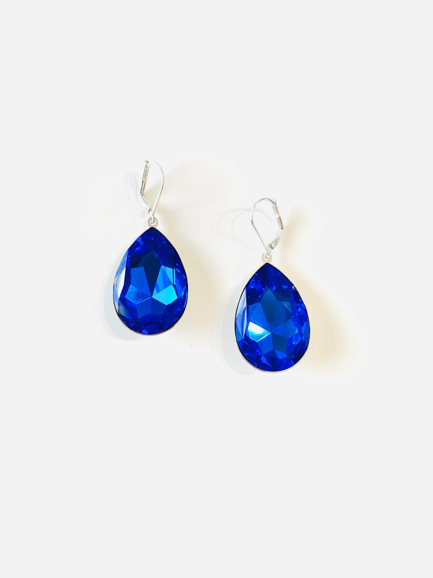 Large Statement Pear Earrings in Majestic Blue