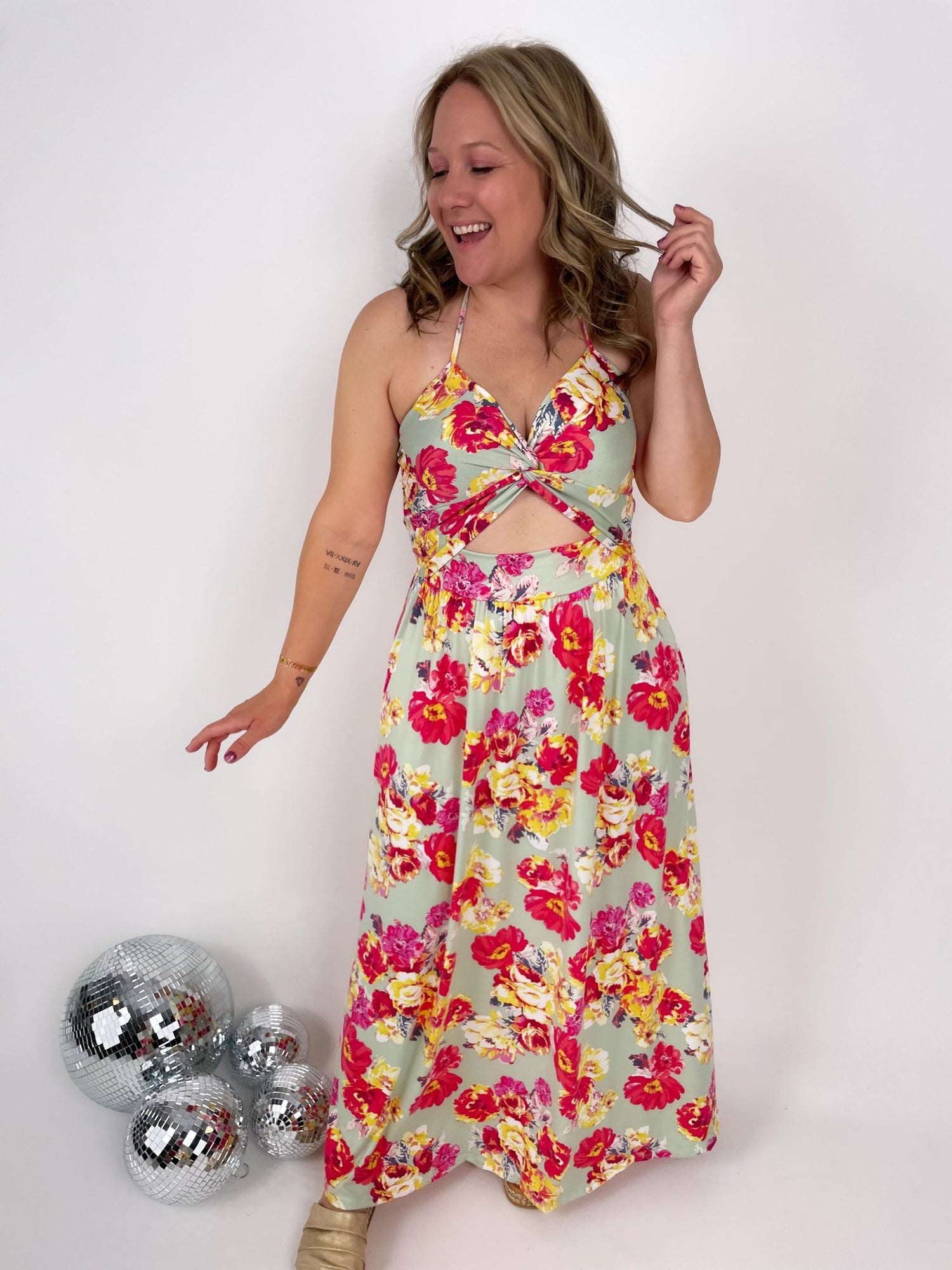 Knotted Bliss Maxi Dress in Mint Floral {S-3X} - KaraMarie