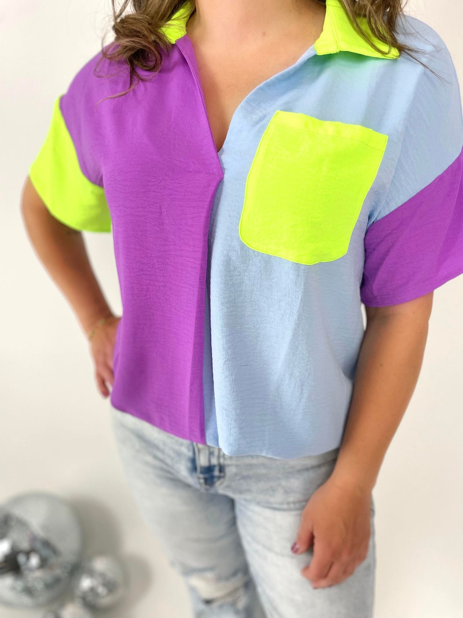 Neon Pulse Collared Top