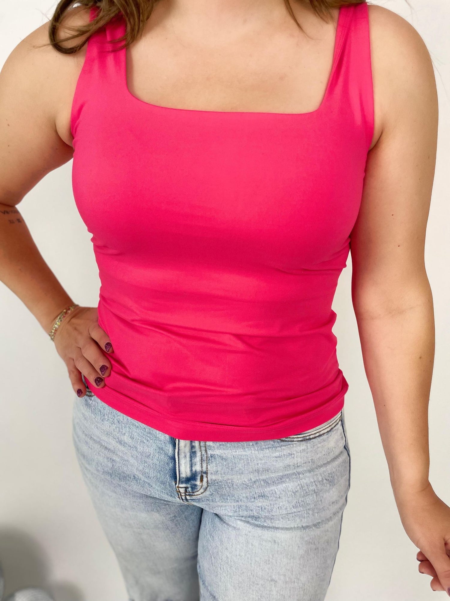 All-Day Comfort Tank in Flamingo Pink {S-3X}