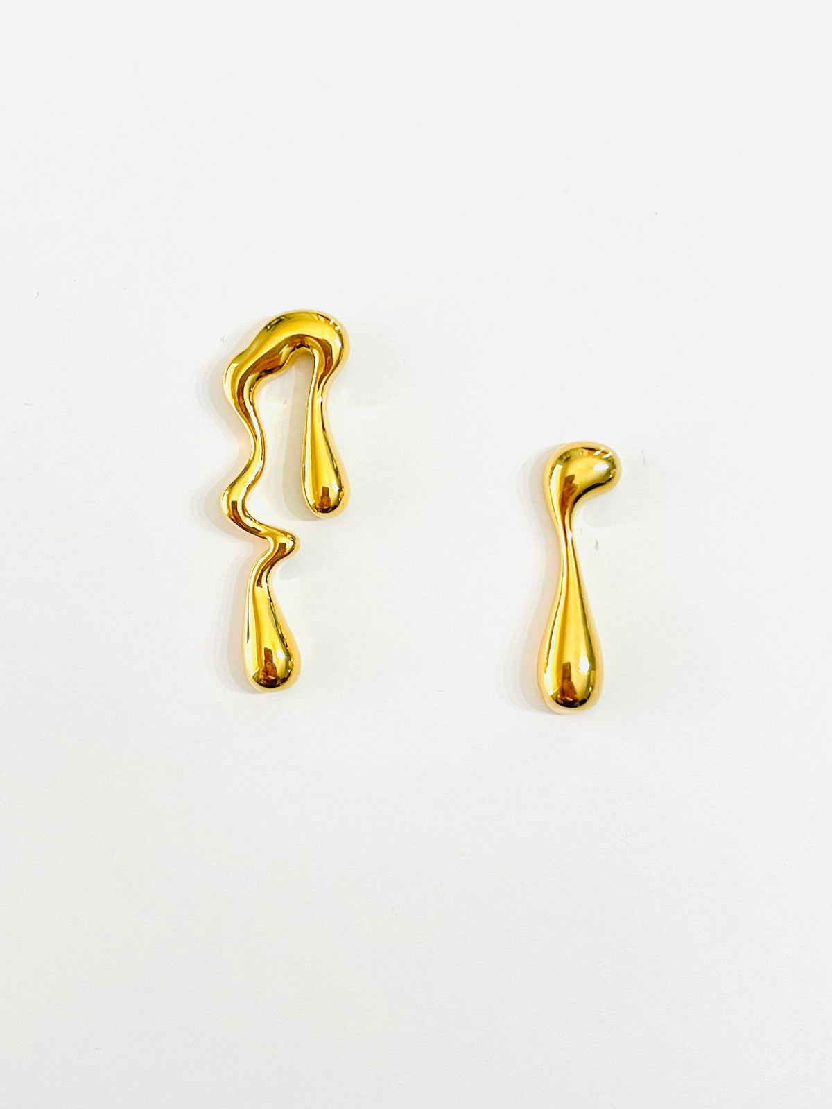 Asymmetrical Fluid Earrings - GOLD or SILVER {Waterproof Jewelry!} - KaraMarie