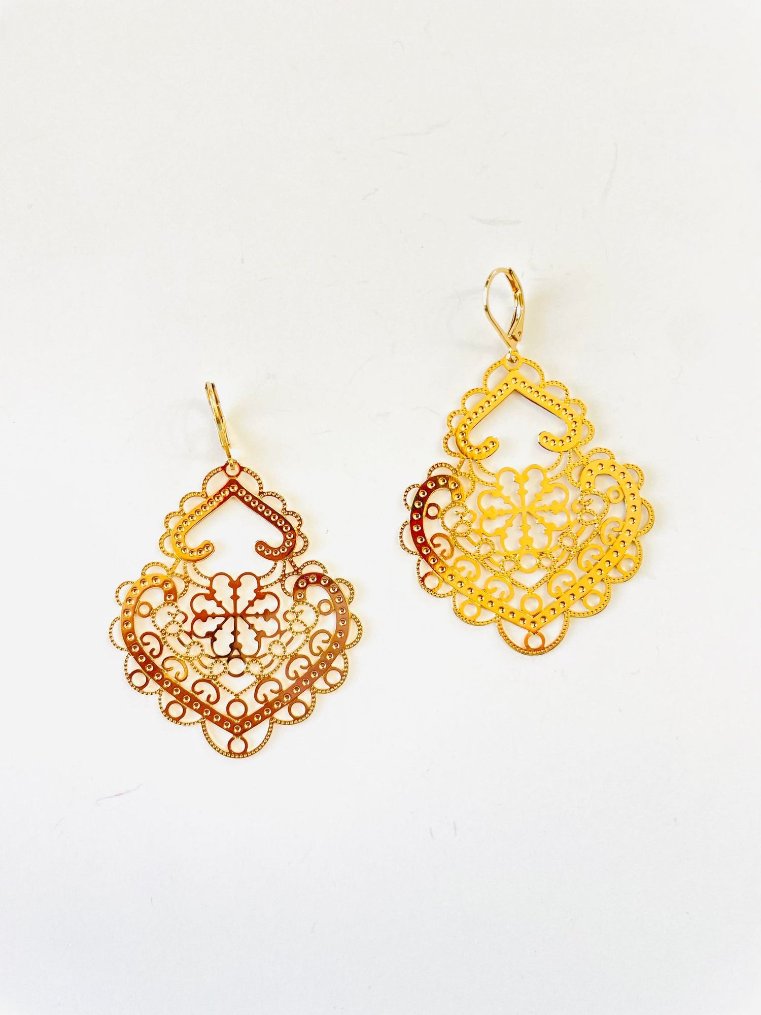 Gold Filigree Drop Earrings