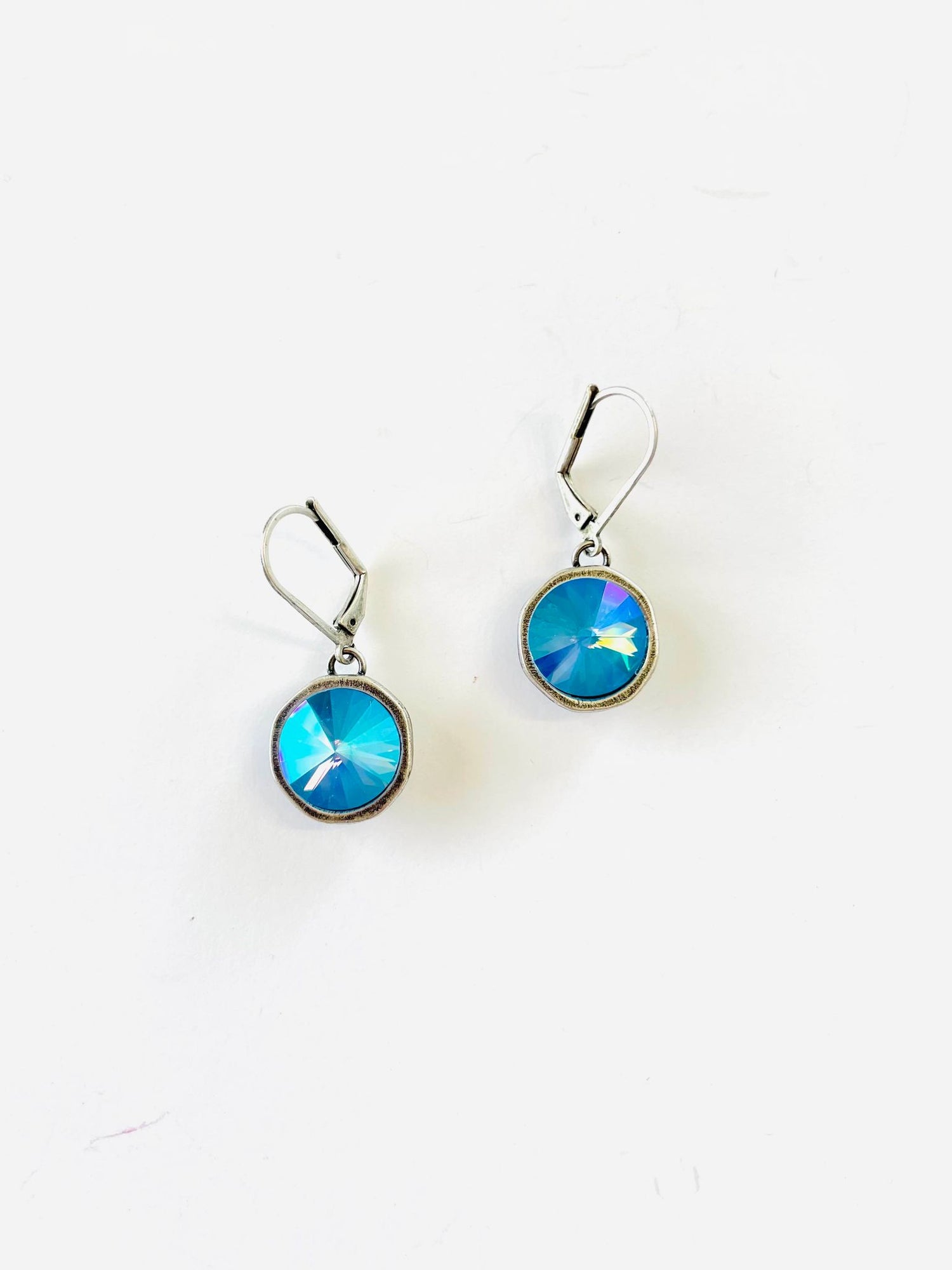 Rivoli Round Drop Earring in Ultra Blue Ignite AB