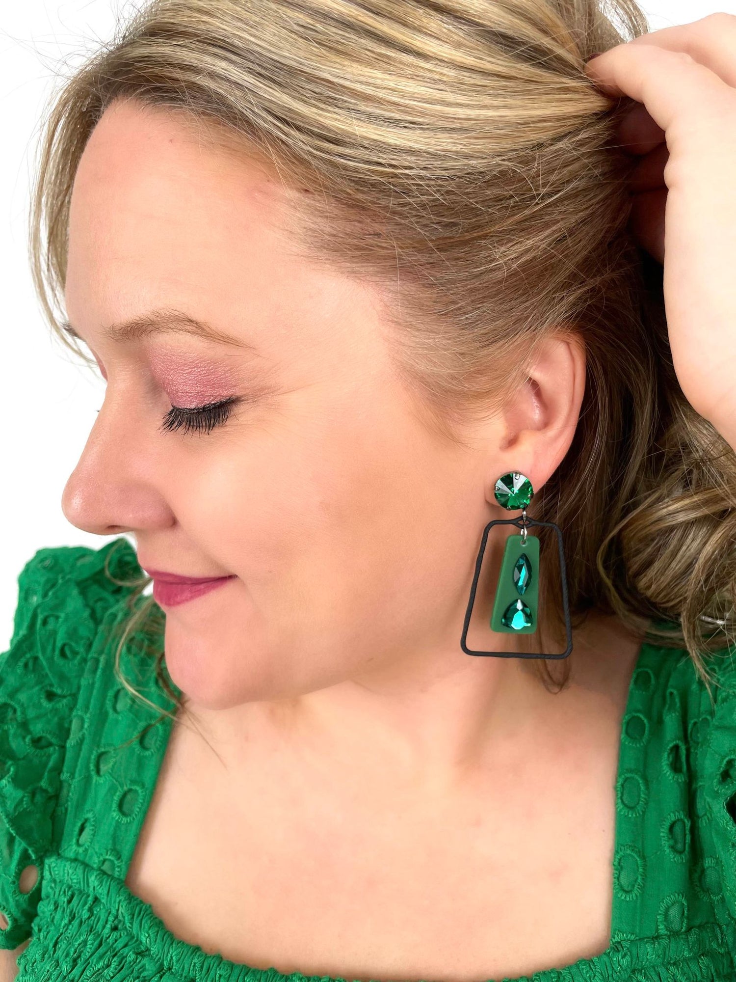 Black Emerald Statement Earrings