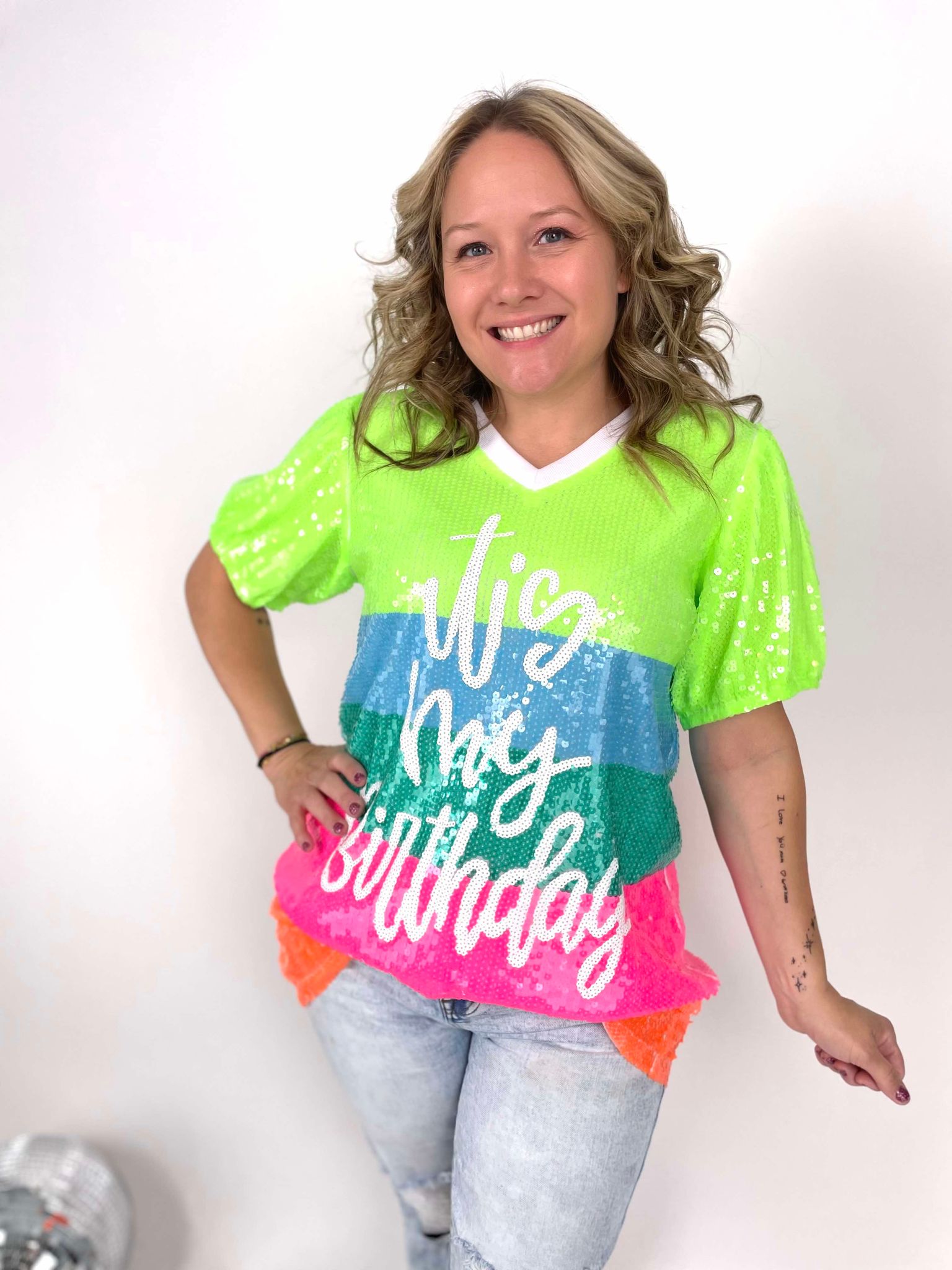 It's My Birthday Puff Sleeve Shirt Dress In Neon {S-L} - KaraMarie