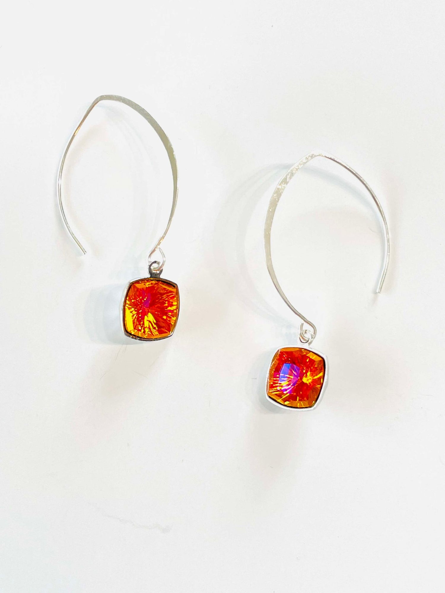 Astrial Pink Square Drop Earrings