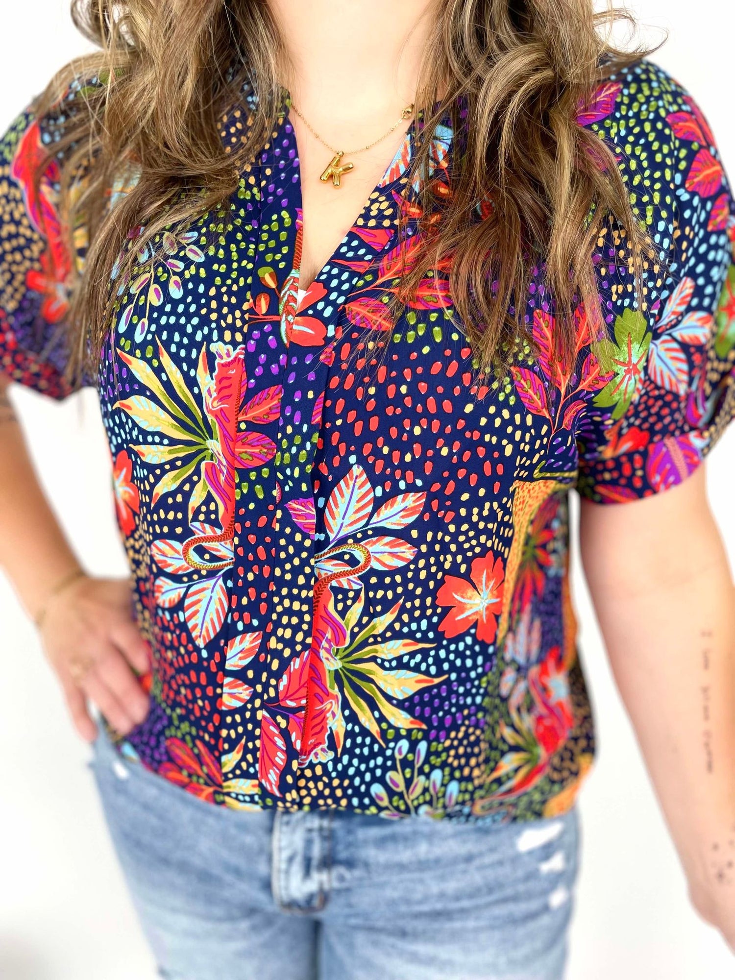 Jungle Canopy Top in Navy