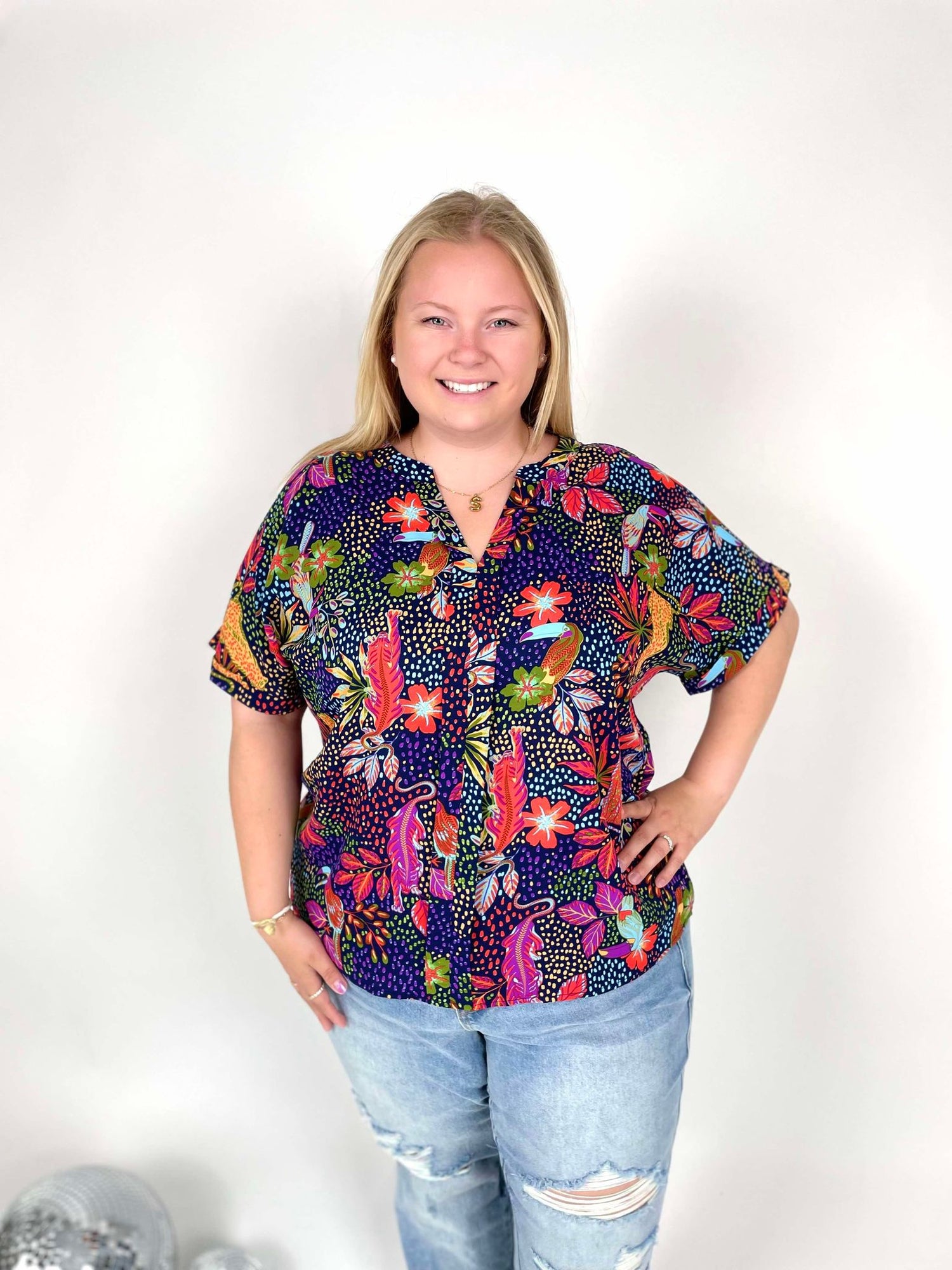 Jungle Canopy Top in Navy