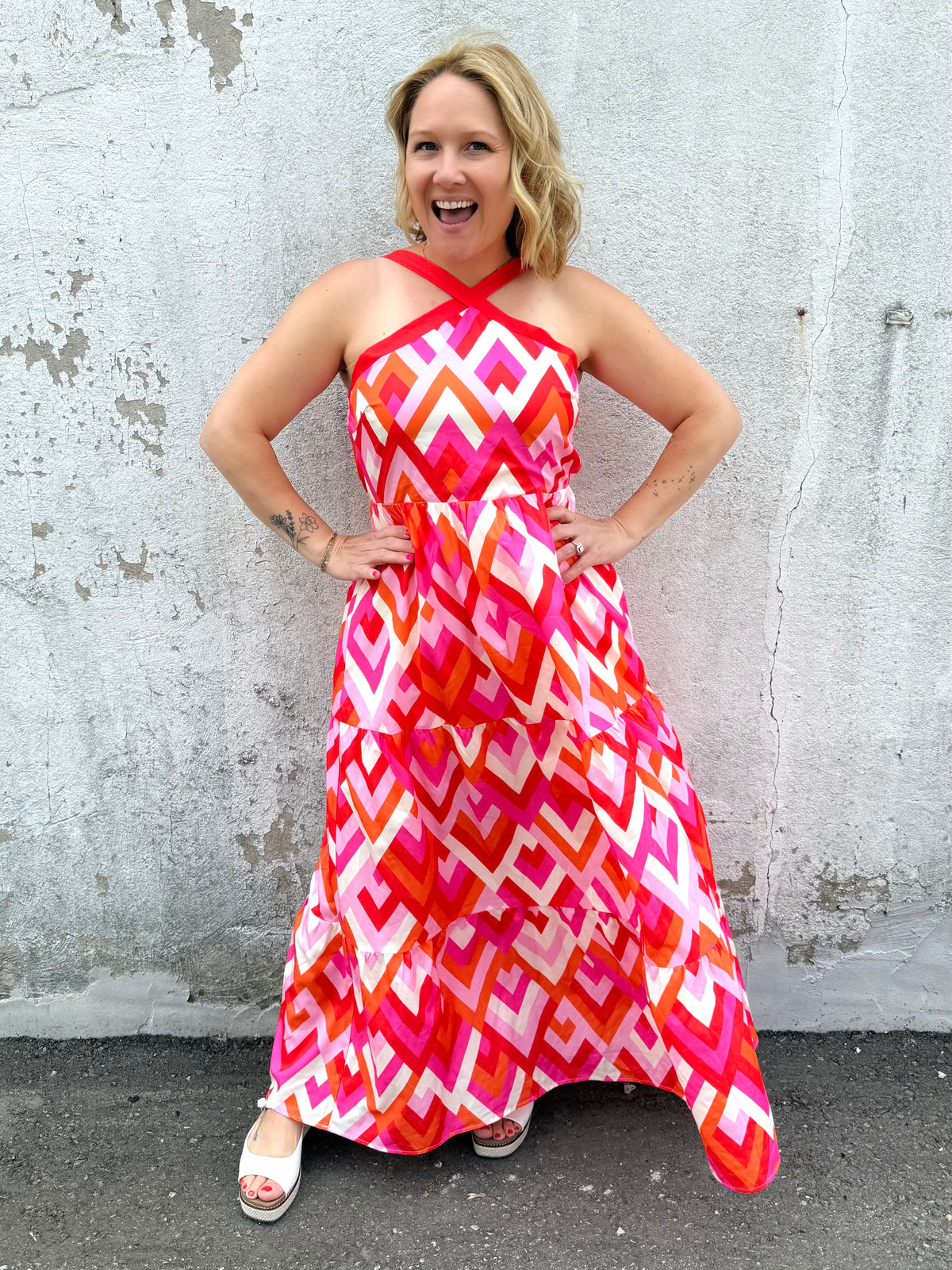 Geometric Goddess Halter Dress {S-L} - KaraMarie