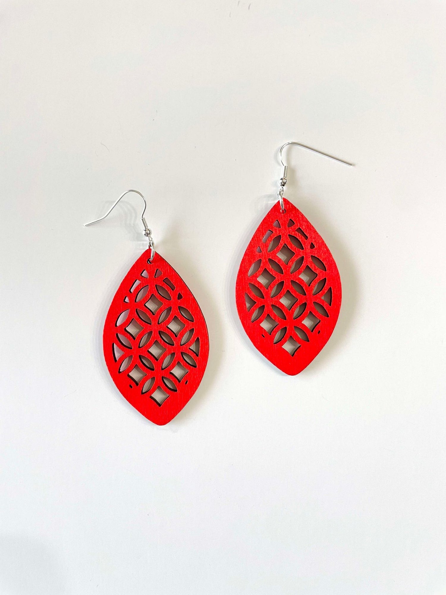 Orange Windowpane Wooden Earrings - KaraMarie