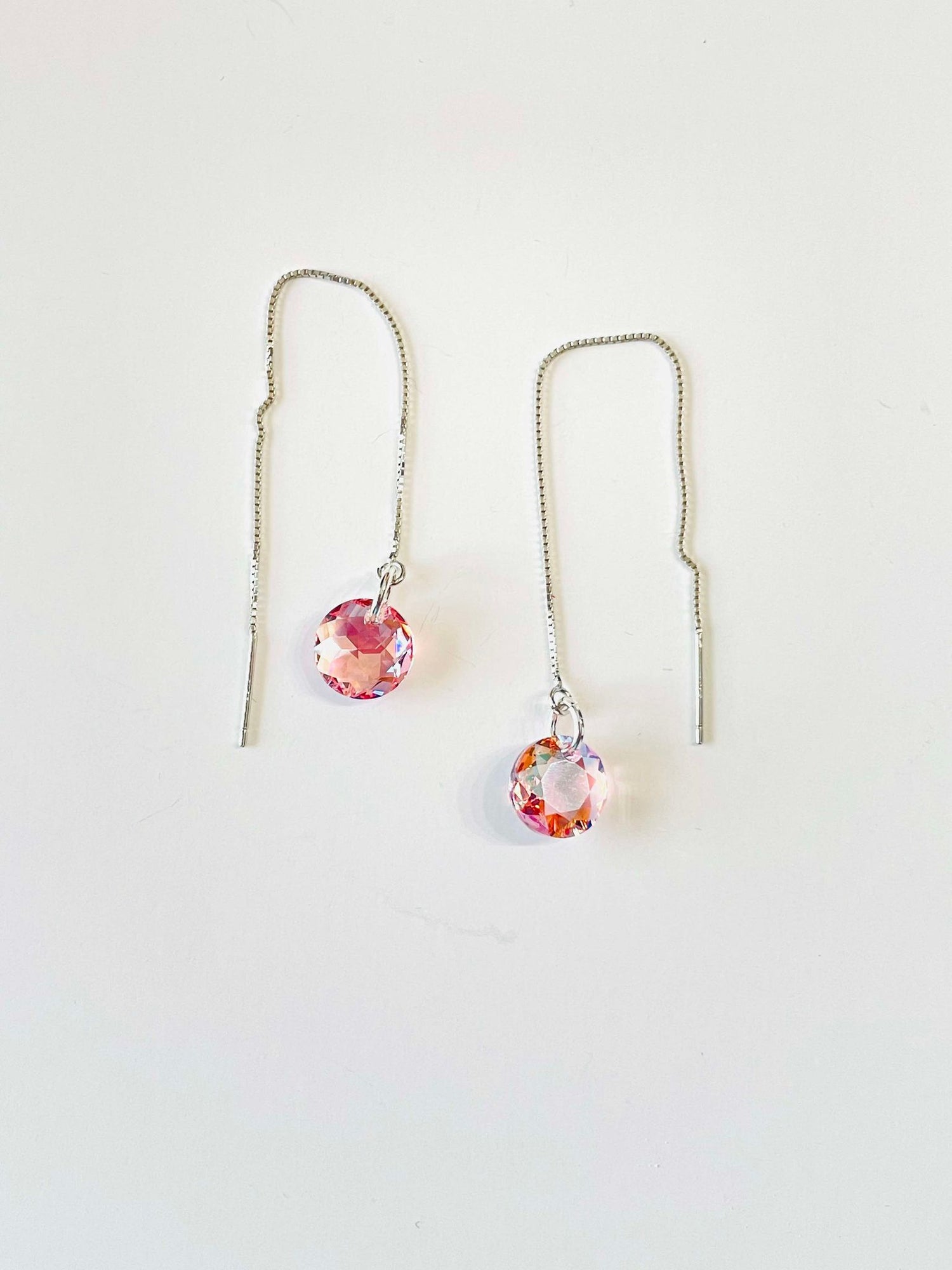 Rectangle Thread Earrings in Light Rose AB