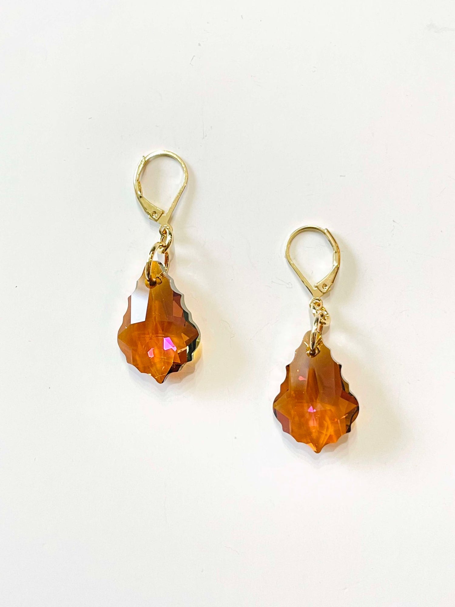 Large Baroque Drop Earrings in Mahogany {GOLD or SILVER METAL}