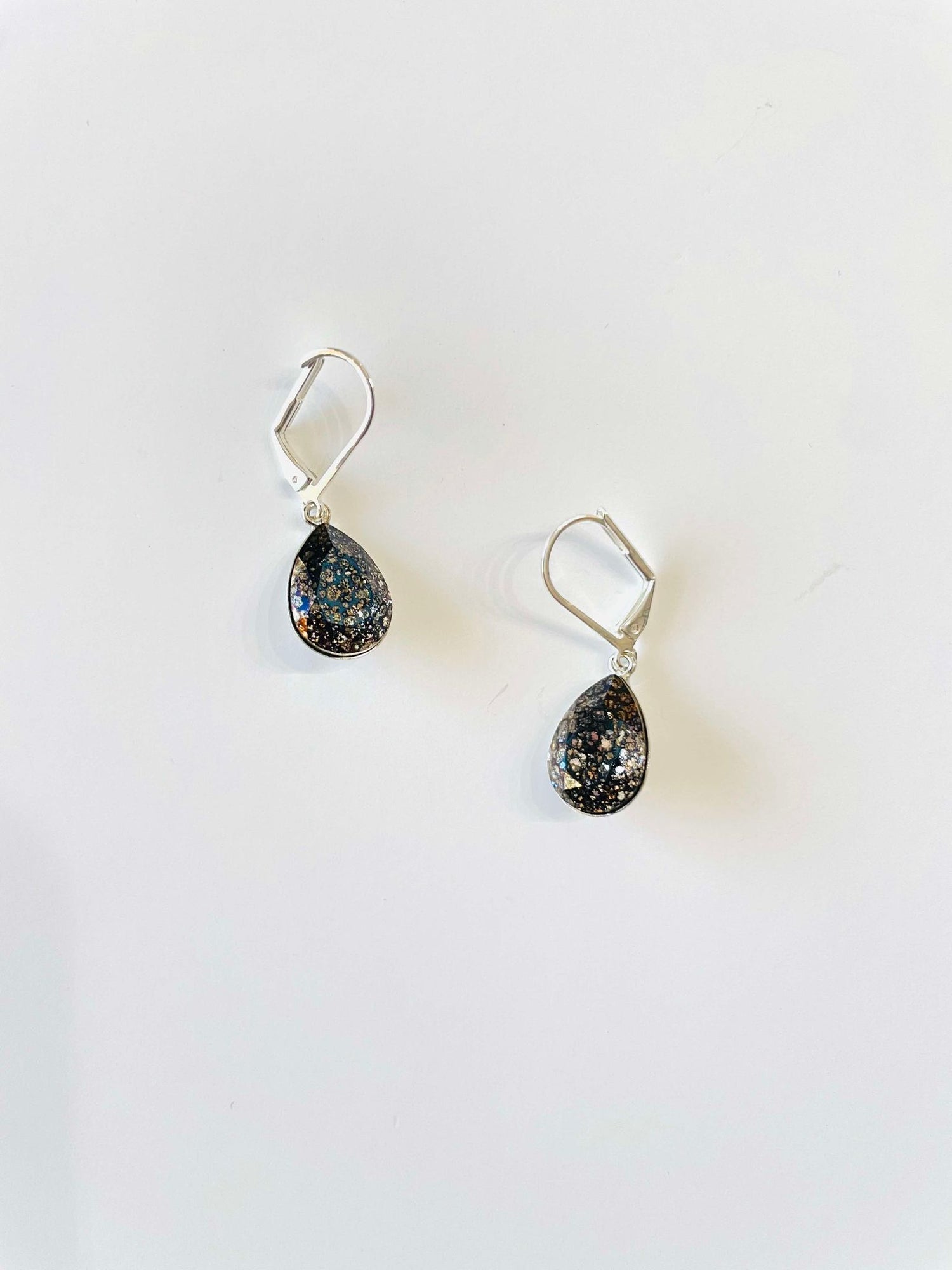Small Teardrop Earrings in Black Patina