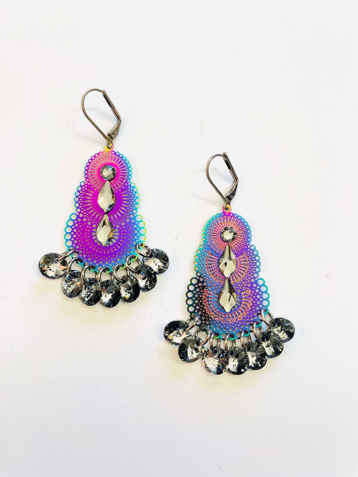 Dark Rainbow Chandlier Earrings