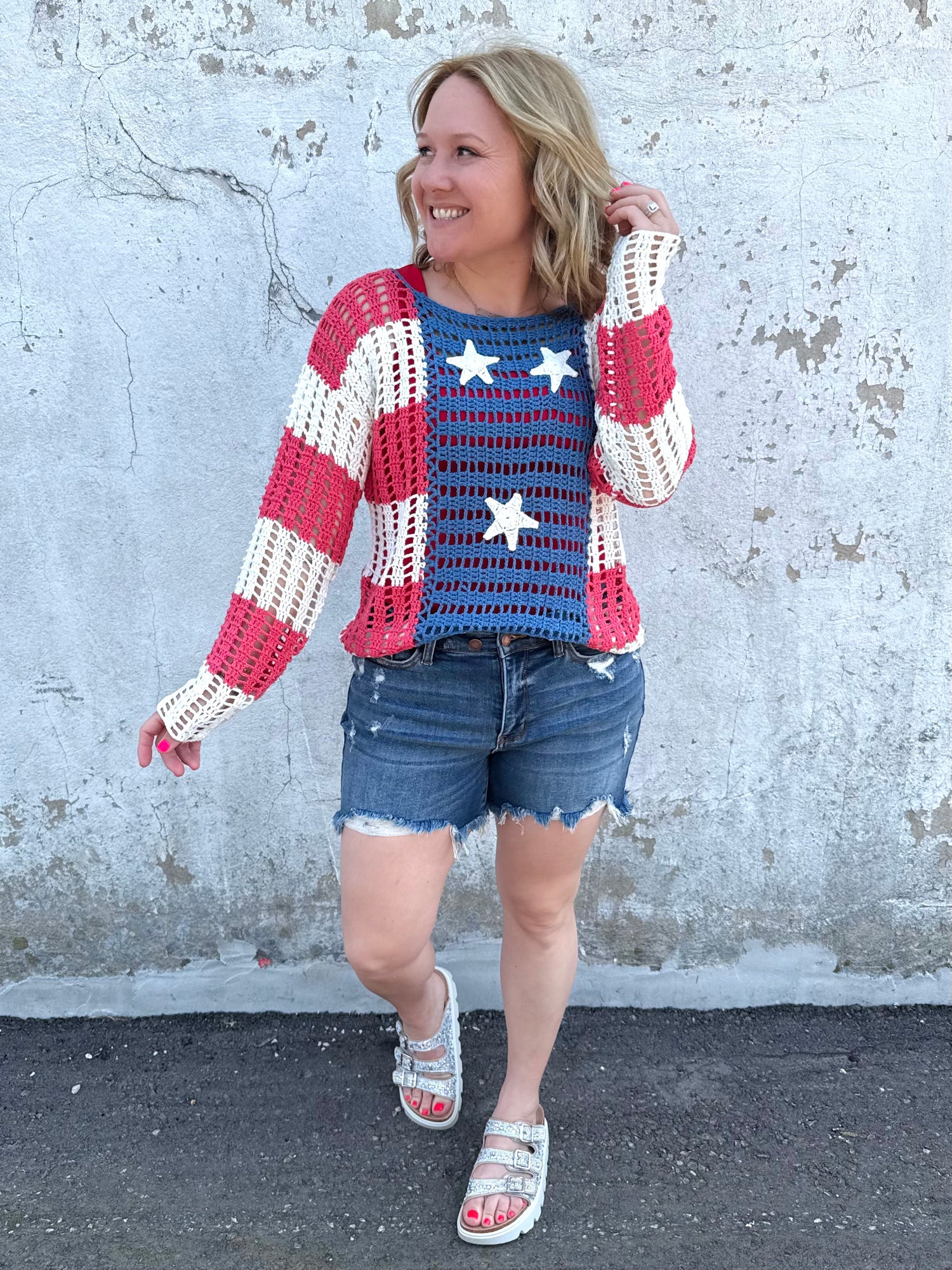 Liberty & Stars Open Knit Sweater {S-XL} - KaraMarie