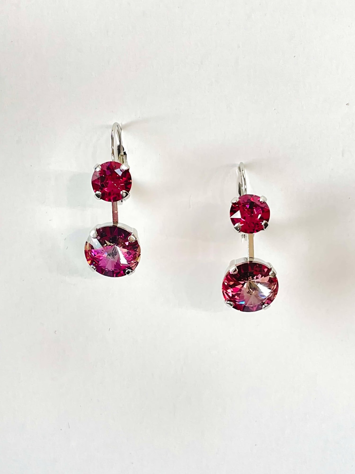 Rivoli Double Drop Earrings in Dark Rose