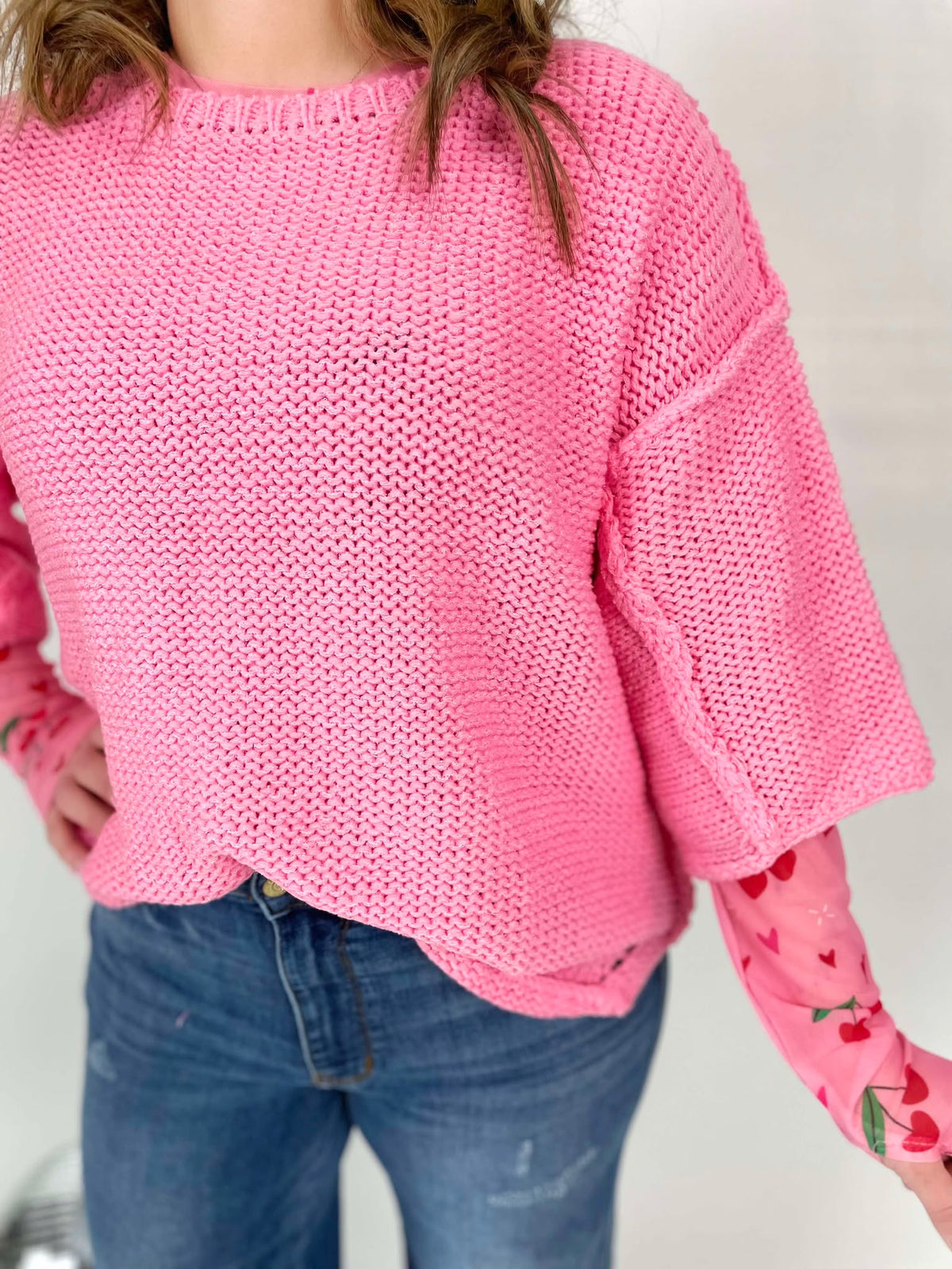 Out of the Box Sweater in Bubblegum {S/M-2X/3X} - KaraMarie