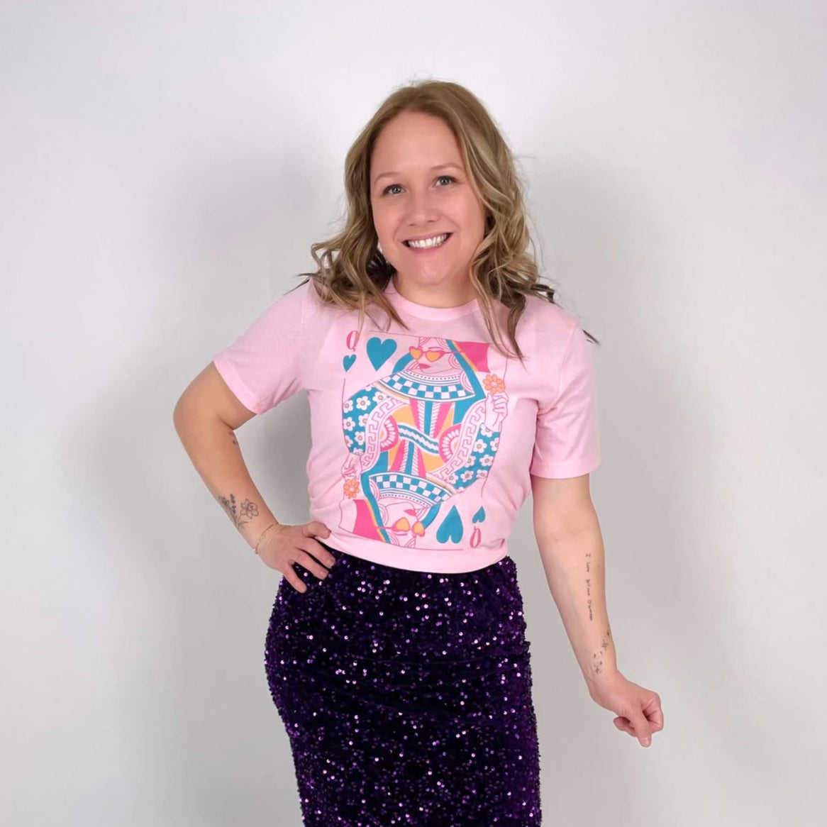 Queen of Hearts Card Graphic Tee - Pink - KaraMarie