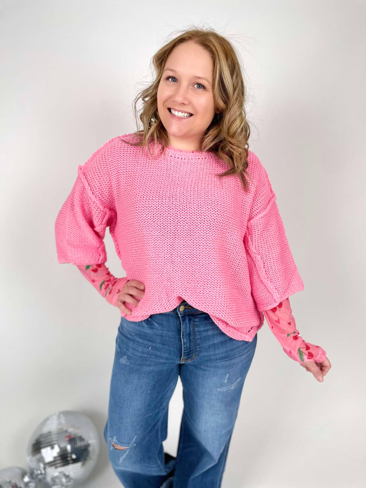 Out of the Box Sweater in Bubblegum {S/M-2X/3X} - KaraMarie