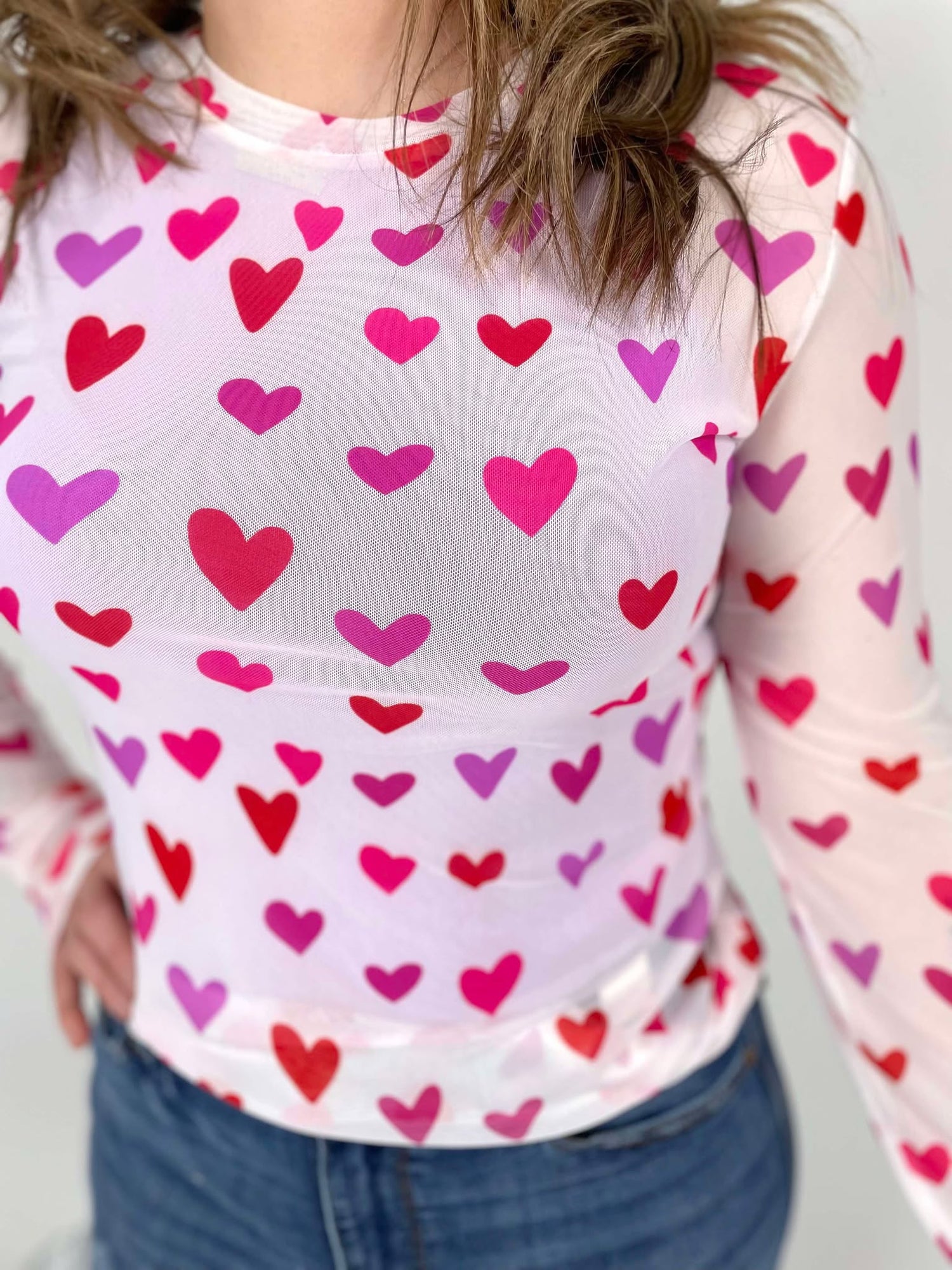 BLAKELEY Dress It Up Mesh Tops in Hearts