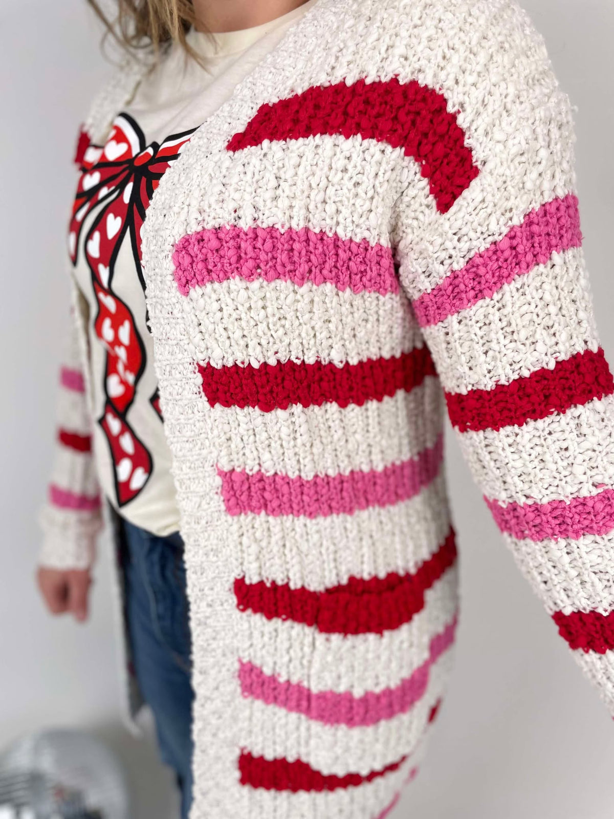 MM Valentine's Stripe Cardigan {XS-2X} - KaraMarie