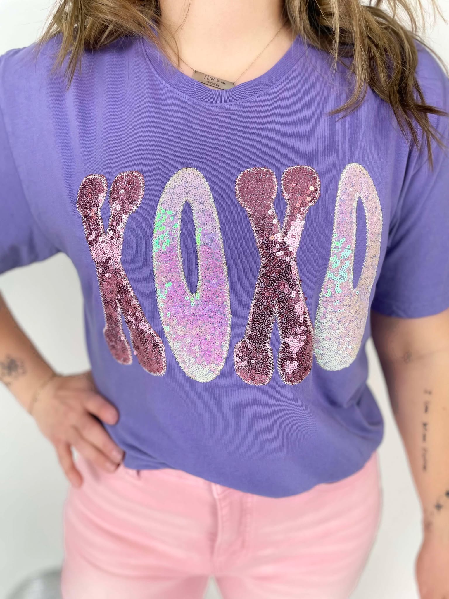 Sequin XOXO Tee {S-2X} - KaraMarie