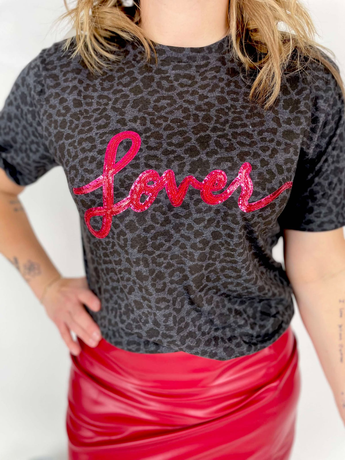 Sequin Lover Leopard Graphic Tee {S-3X} - KaraMarie