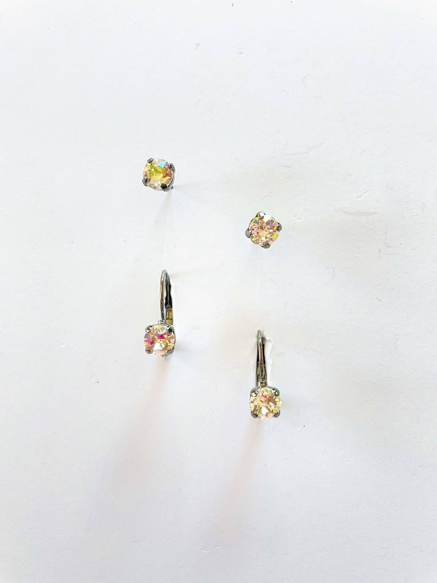6mm Drop OR Post in Crystal Glimmer {Black Metal}