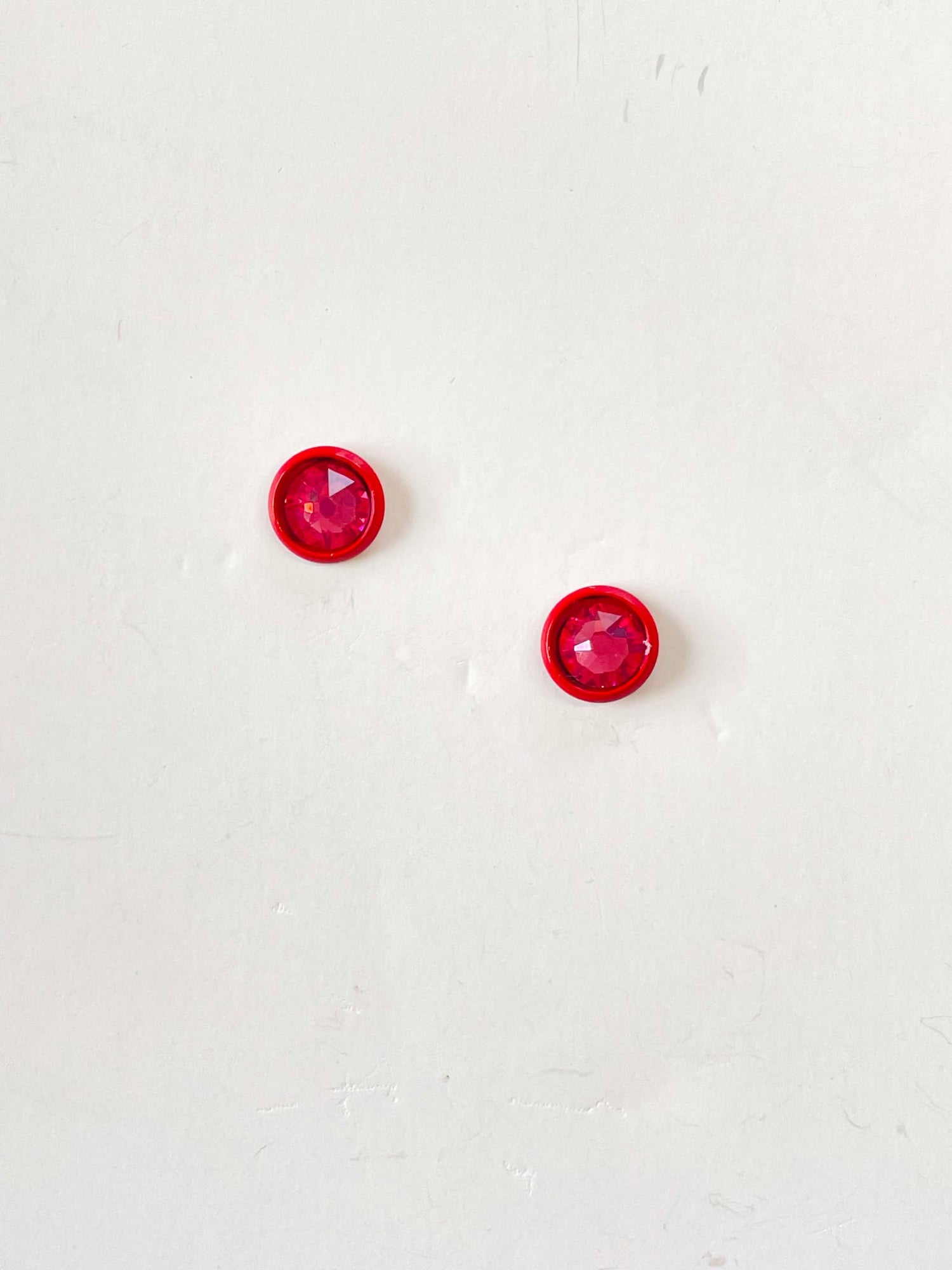 8mm Enamel Post Earrings :: Red/Rose