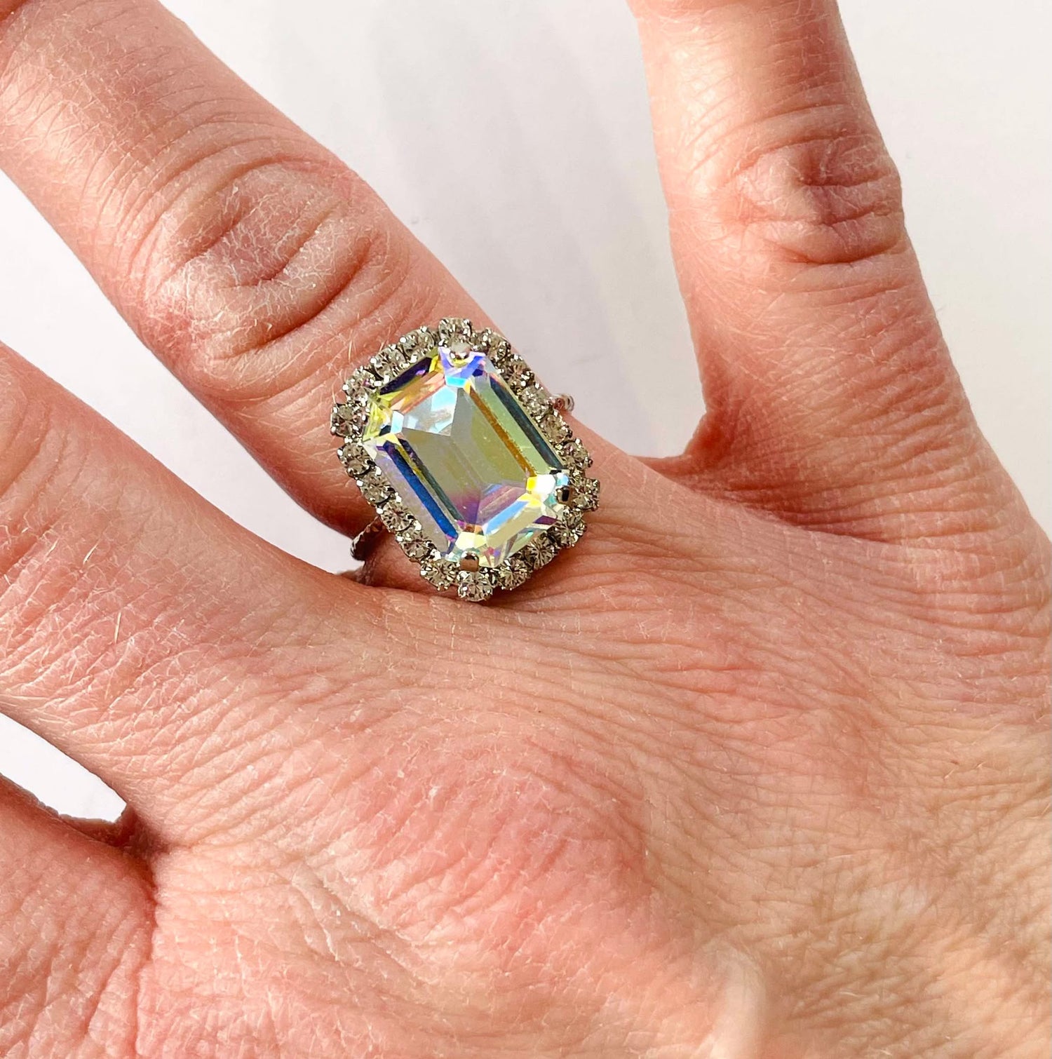 Daisy Rectangle Ring in Crystal AB