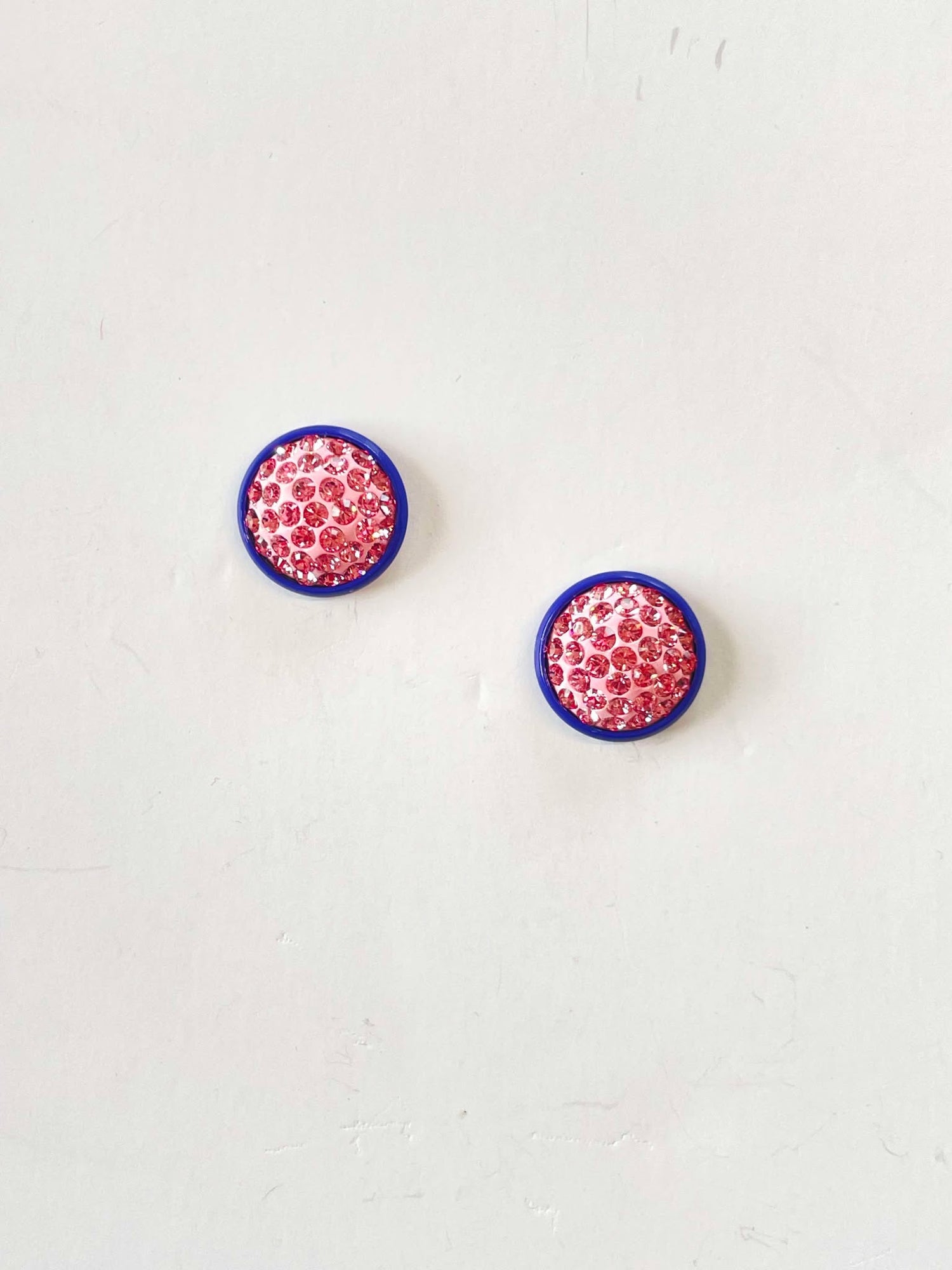 12mm Enamel Pave Post Earrings :: Purple/Pink