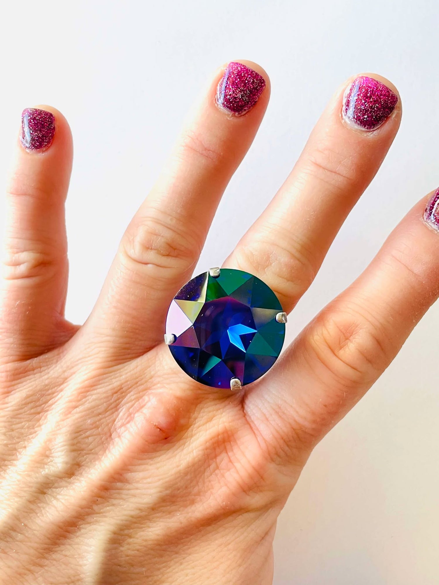 Statement Round Ring in Majestic Blue AB