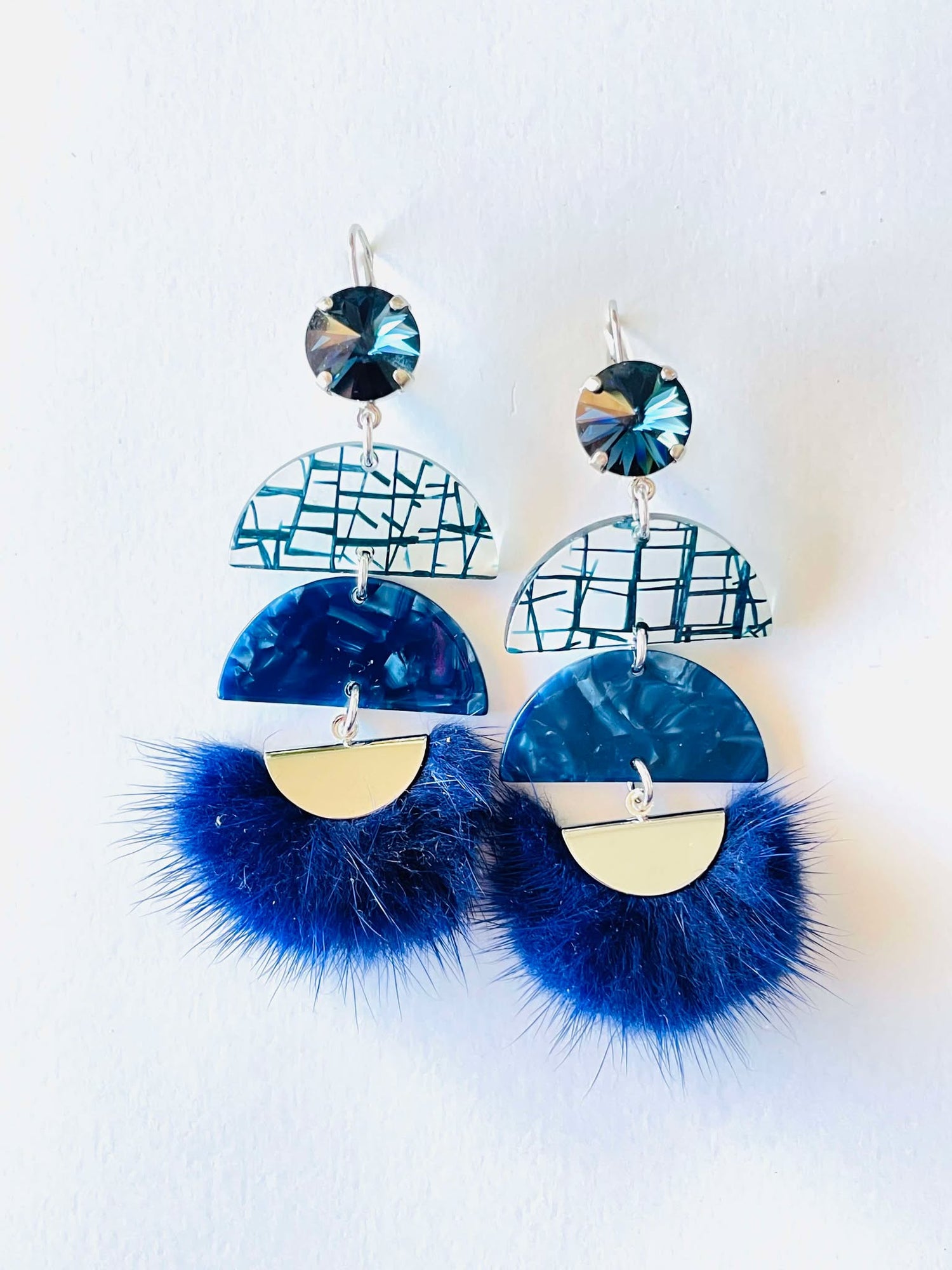 Faux Fur Indigo Oasis Earrings - KaraMarie