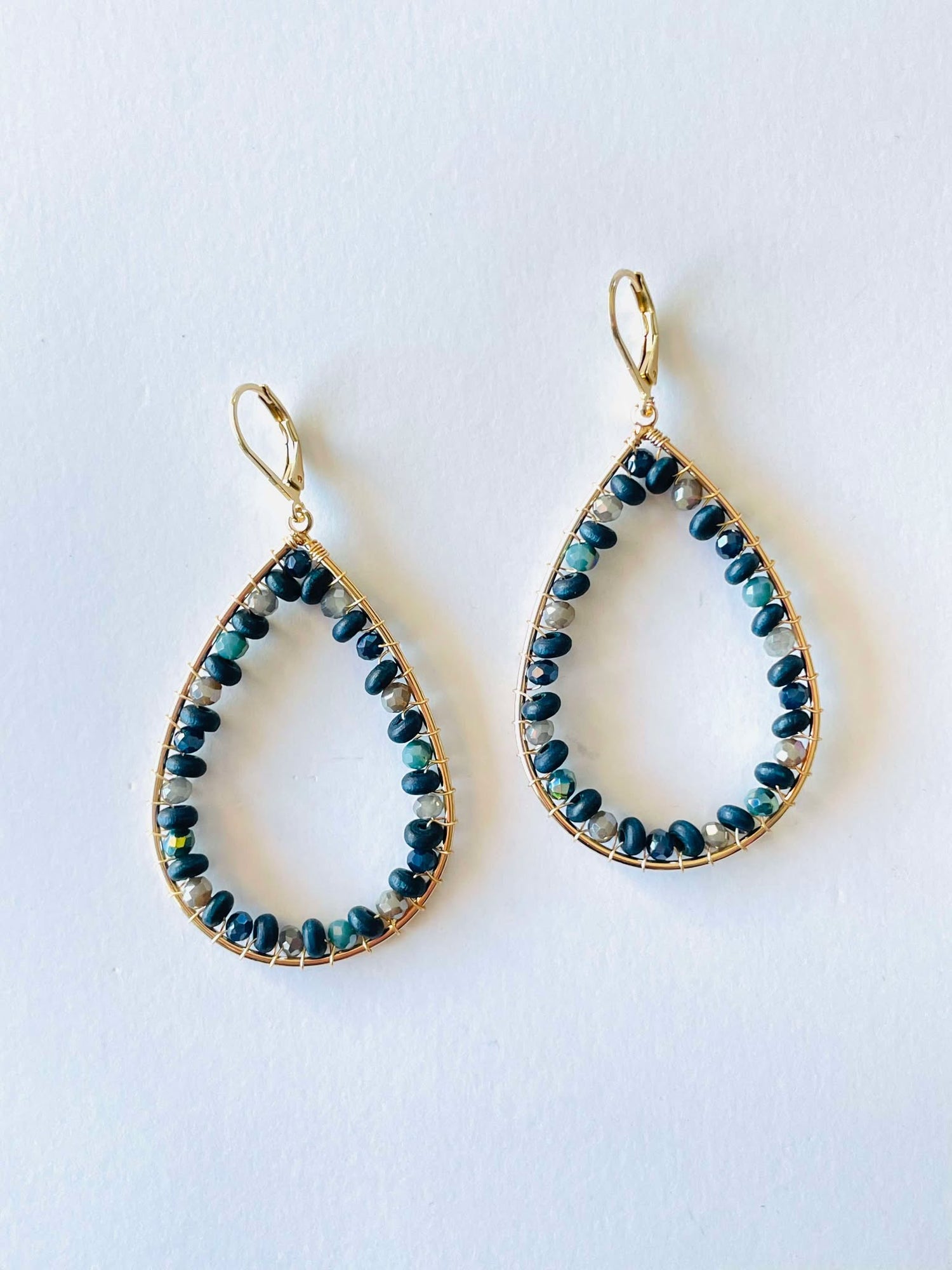 Beaded Navy Earrings