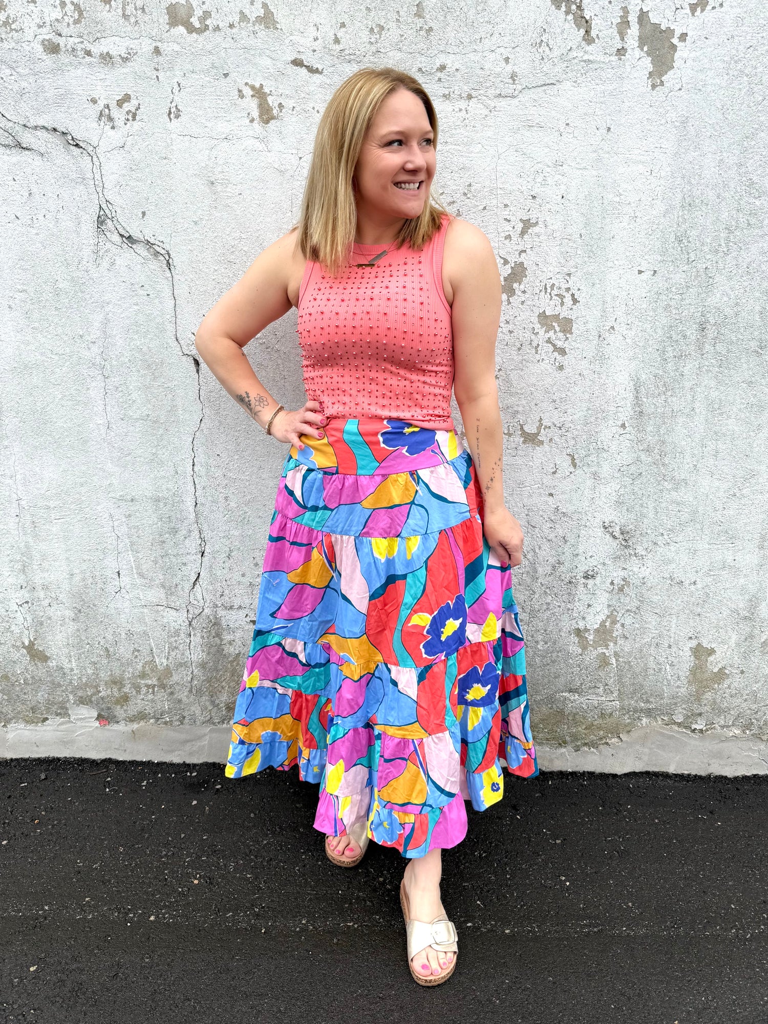 Glimmer & Grace Sleeveless Top in Coral {S-3X}