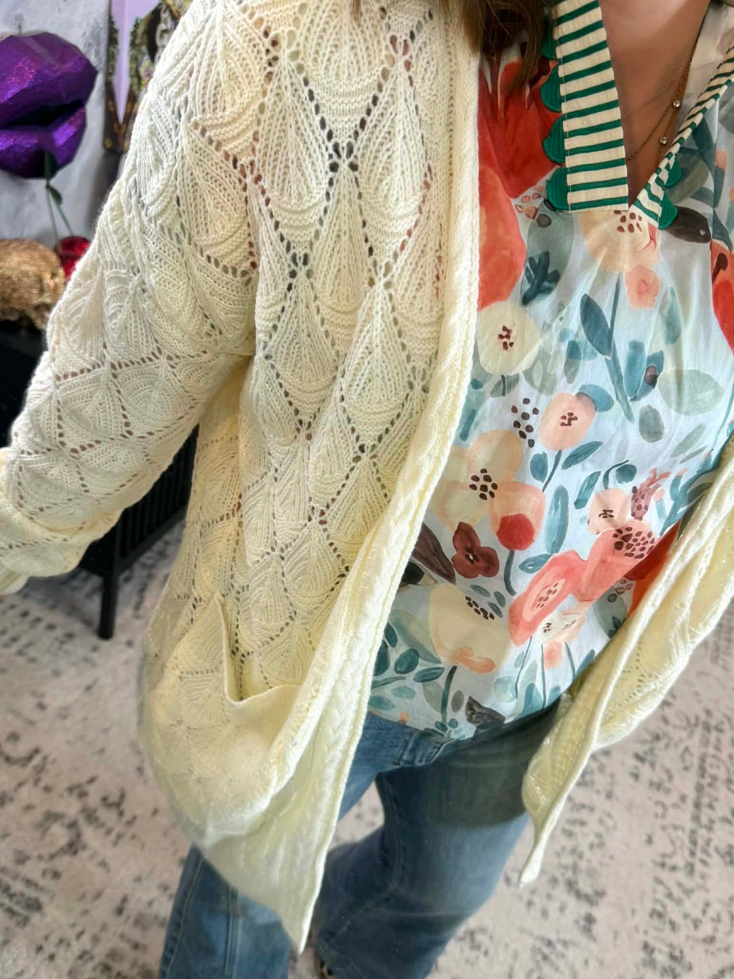 MM Open Knit Cardigan - Ivory {S-3X} - KaraMarie