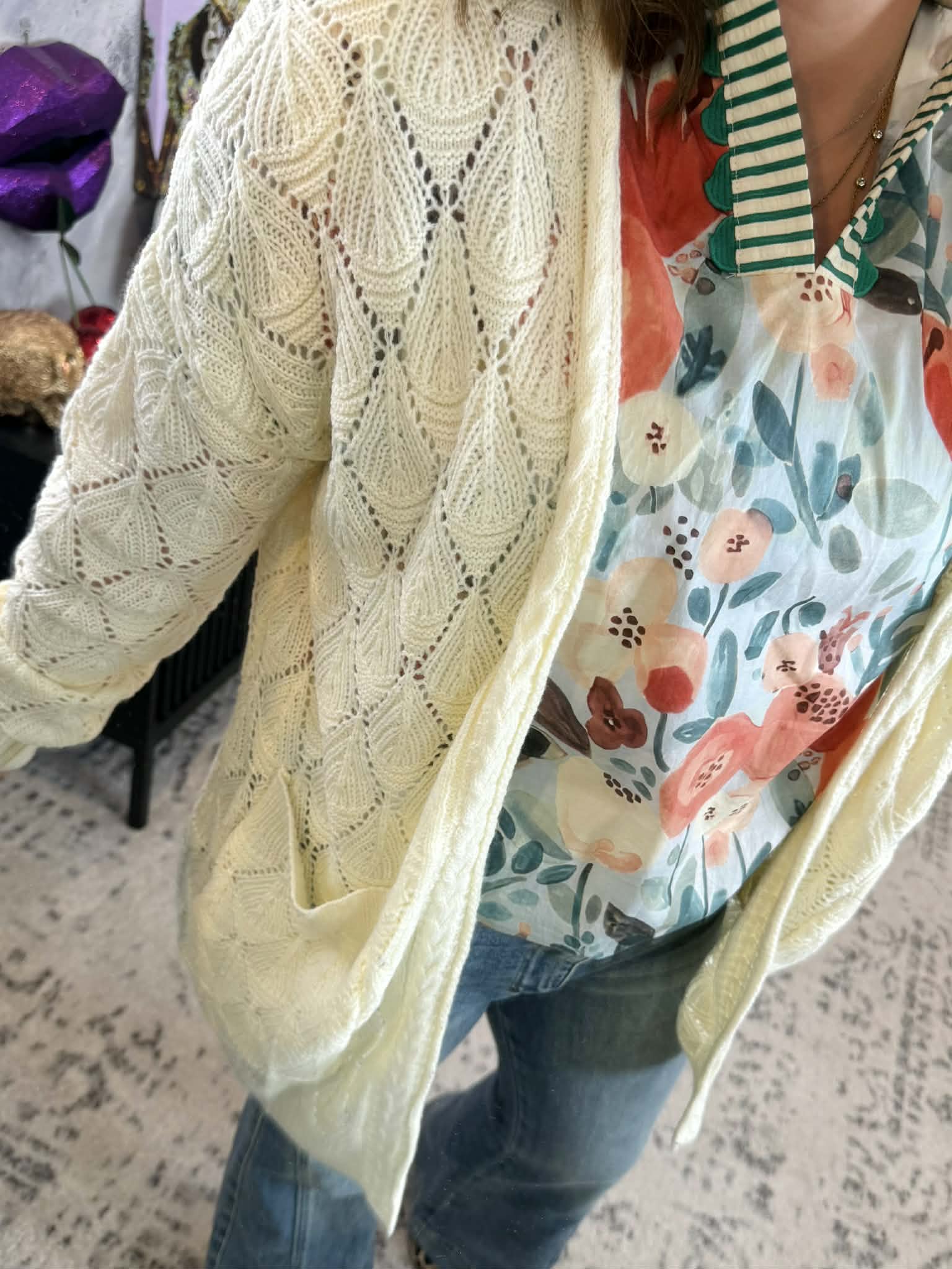 MM Open Knit Cardigan - Ivory {S-3X} - KaraMarie