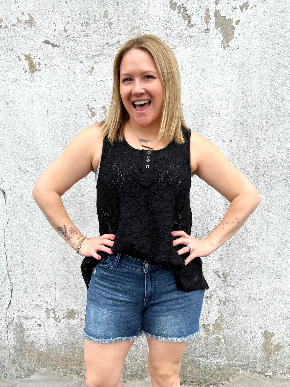 Let's Lace Sleeveless Top in Black {S-L} - KaraMarie