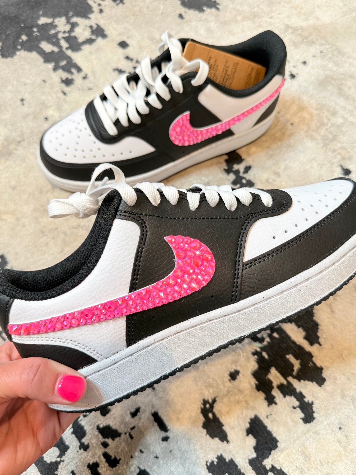 JULY CRYSTALLIZED SHOE OF THE MONTH! Nike Low Dunk Black/Pink {CUSTOM ORDER!}
