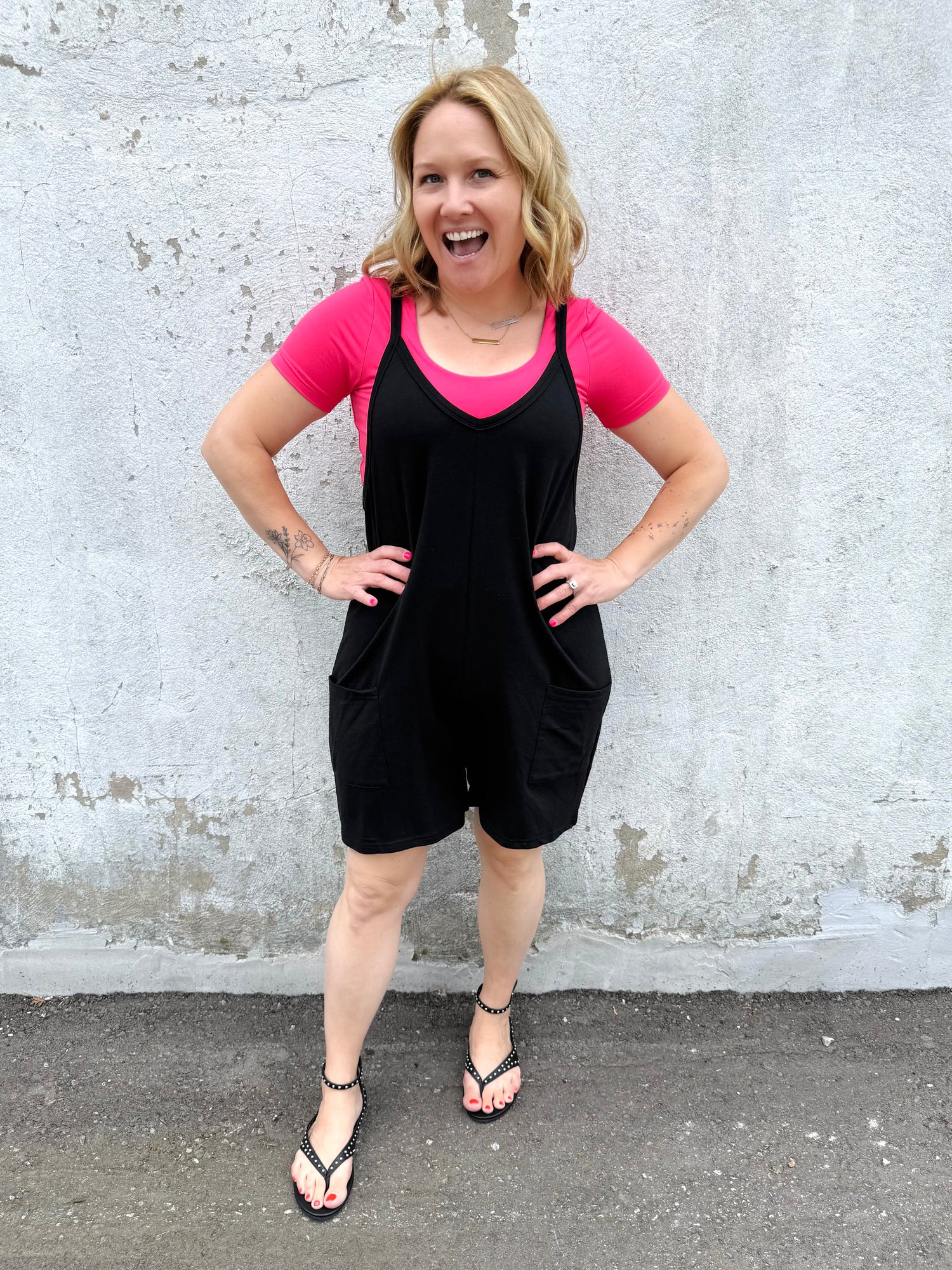 Becky Shorts Romper in Black {XS-3X}